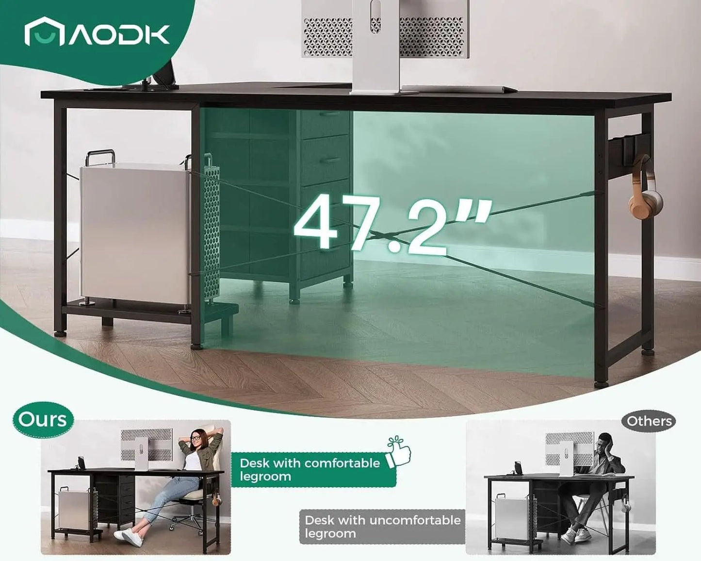 L Shaped Gaming Desk 61 Inch With Built In Power Outlets from PriceLows™