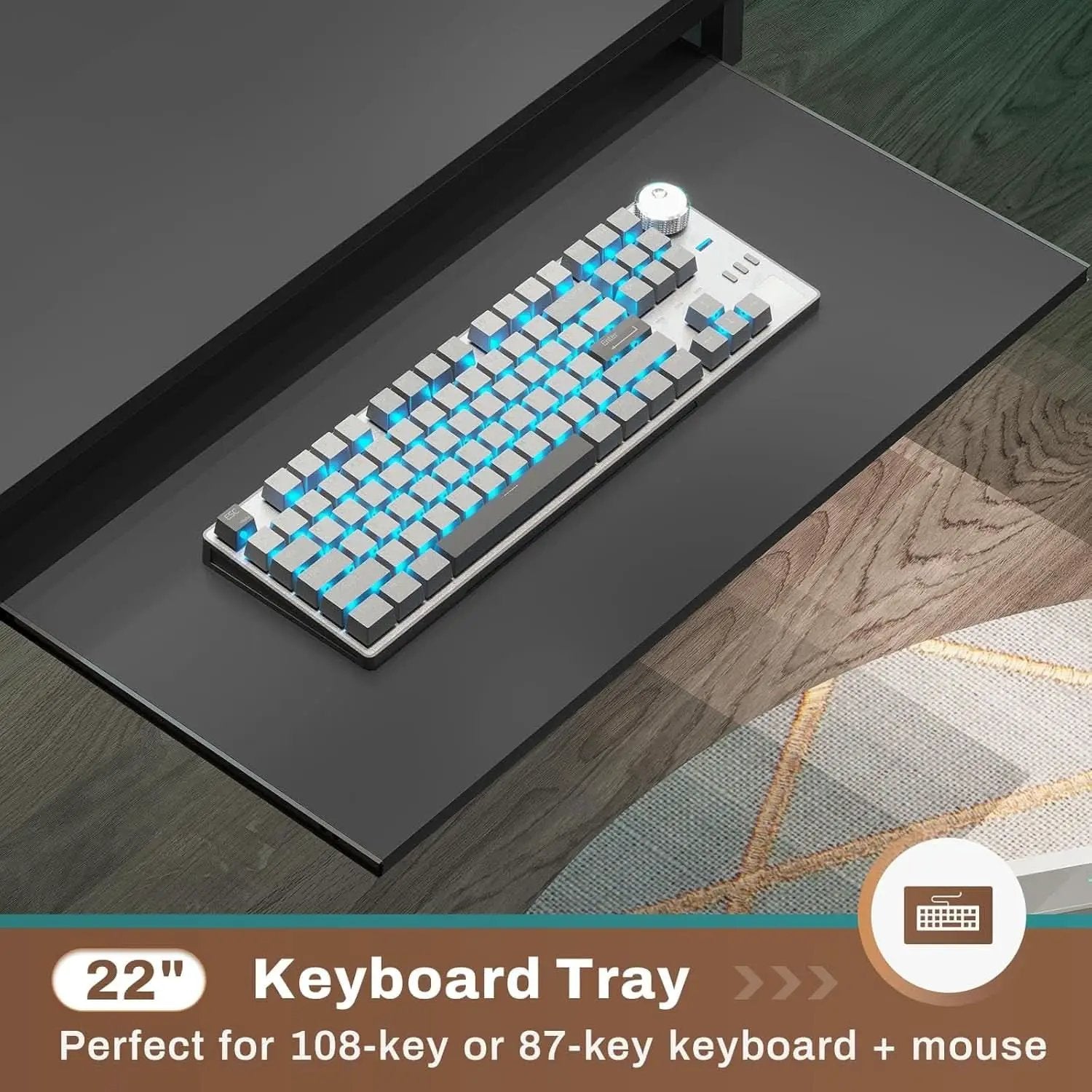 L Shaped Gaming Desk with LED Strip and Storage Shelves from PriceLows™