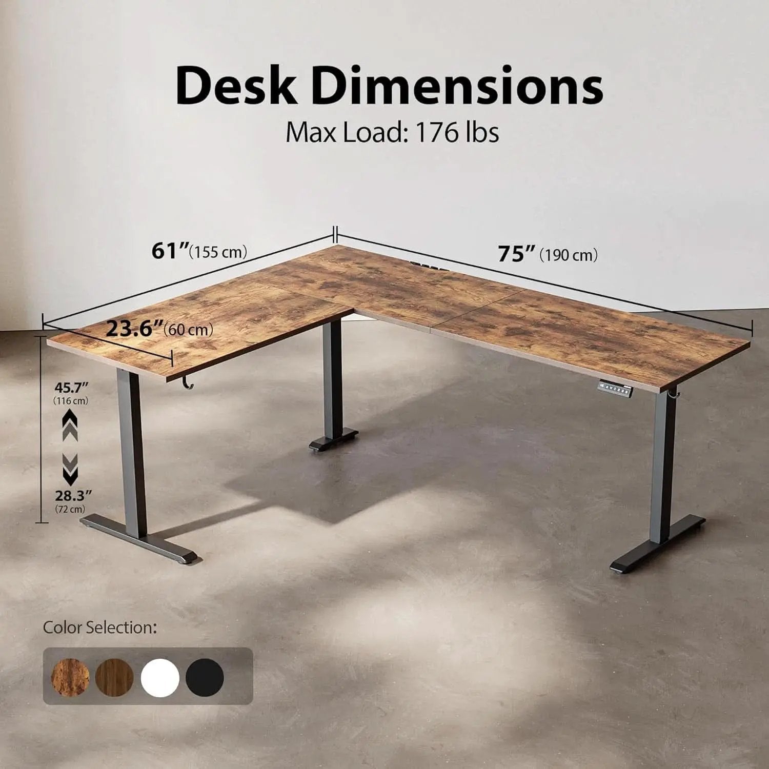 L Shaped Electric Standing Desk 75x61 Sit Stand Brown from PriceLows™