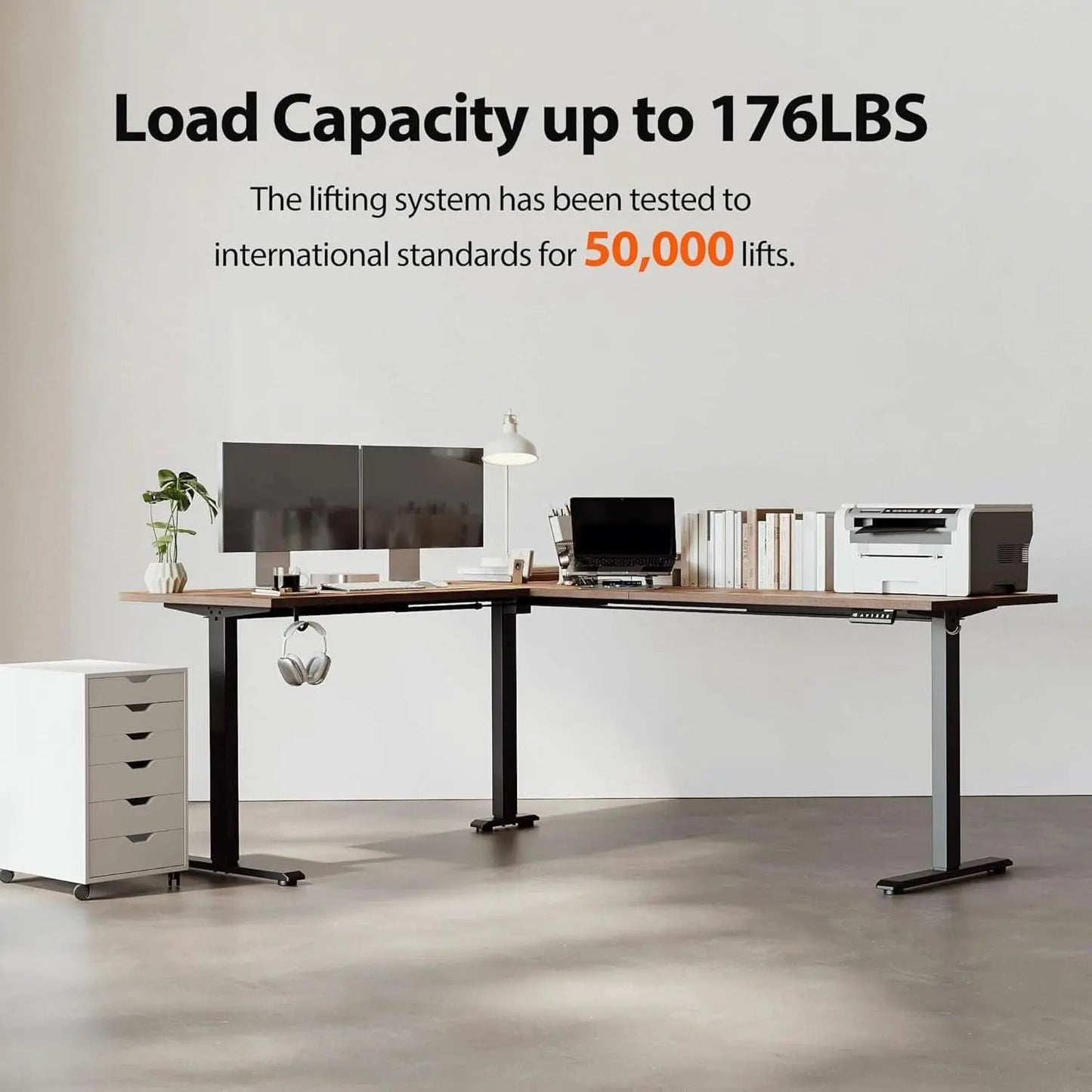 L Shaped Electric Standing Desk 75x61 Sit Stand Brown from PriceLows™