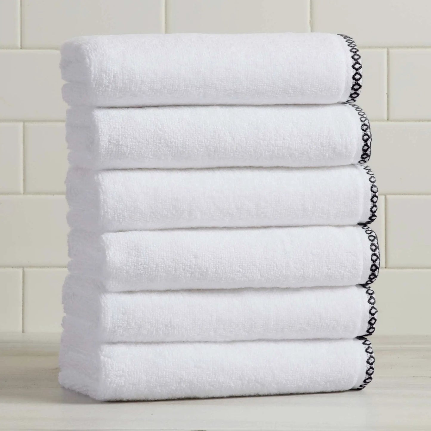 Cotton Border-Stitched 6-Piece Towel Set - Valery Collection from PriceLows™