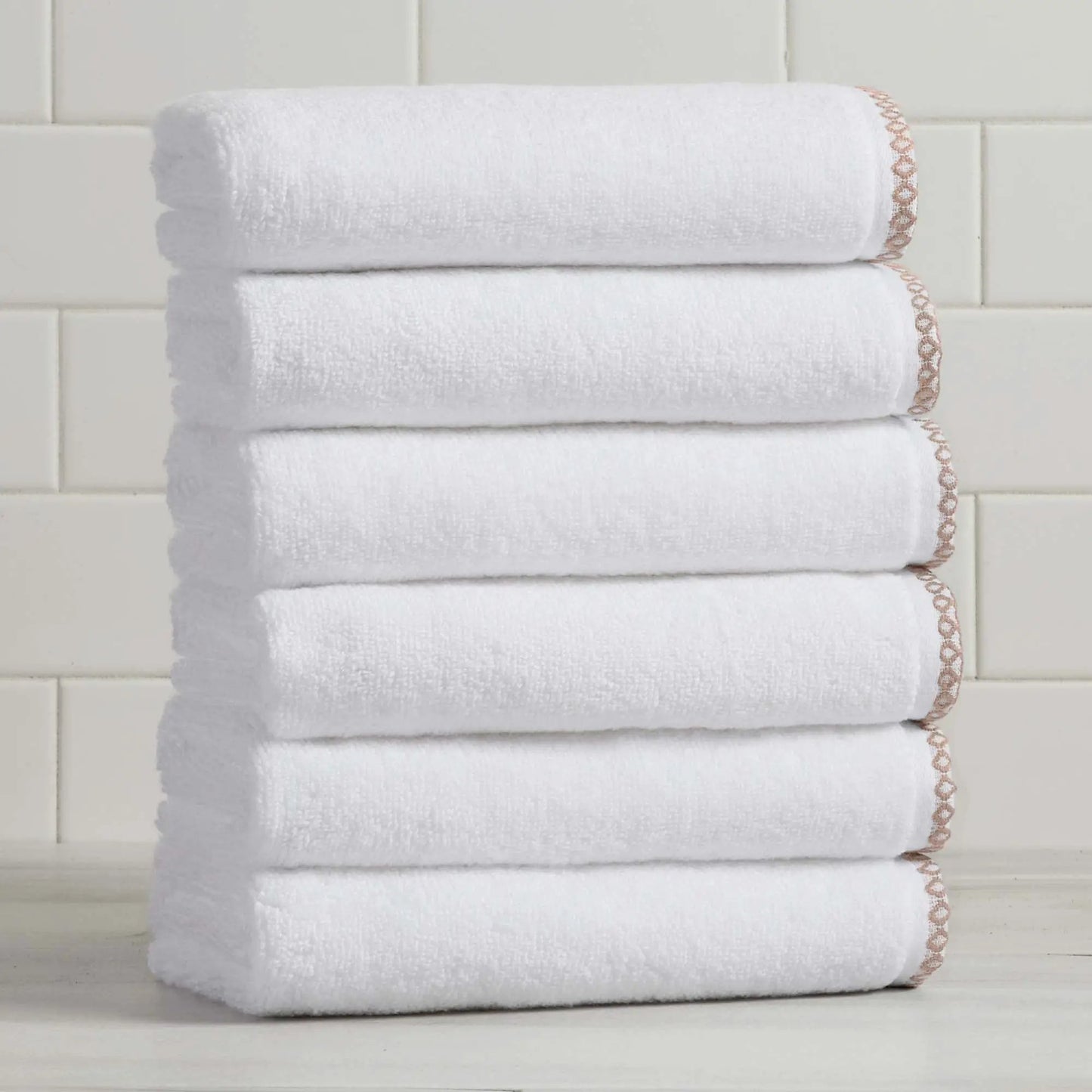 Cotton Border-Stitched 6-Piece Towel Set - Valery Collection from PriceLows™