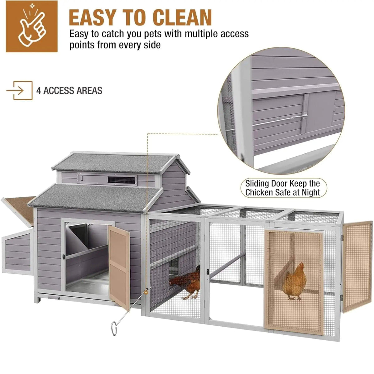 Large 115-Inch Portable Chicken Coop With Run And Nesting Boxes | 115 Inch | Metal | Home
