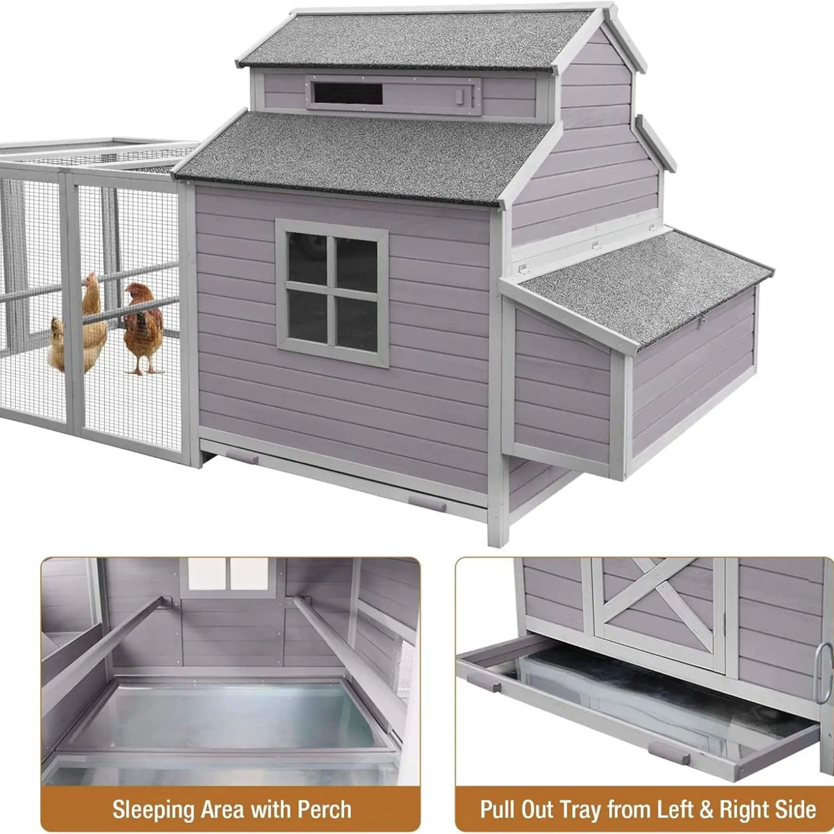 Large 115-Inch Portable Chicken Coop With Run And Nesting Boxes | 115 Inch | Metal | Home