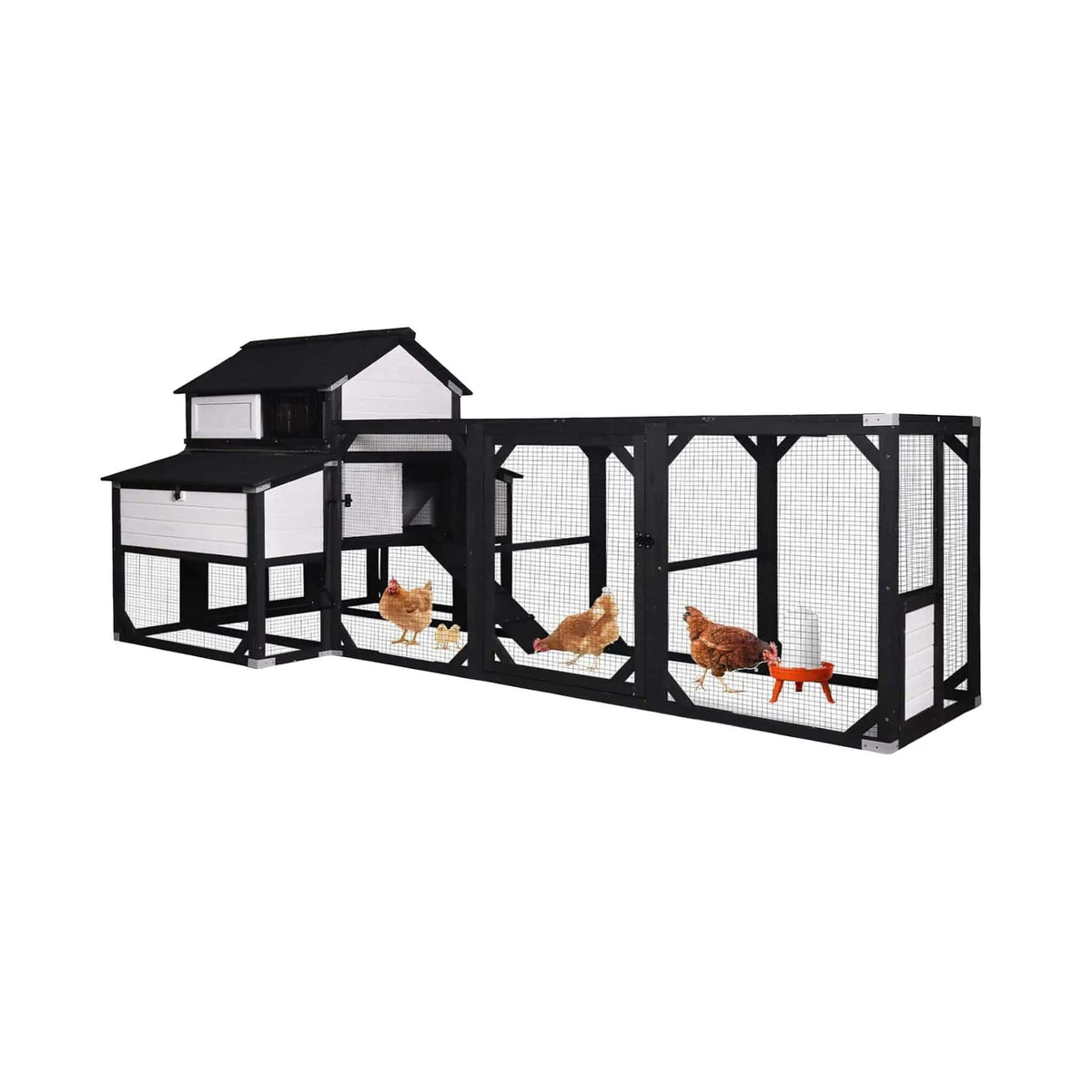 Large 118-Inch Outdoor Wooden Chicken Coop With Extended Run And 6 Nesting Boxes | 118 Inch | Wood | Outdoor Living