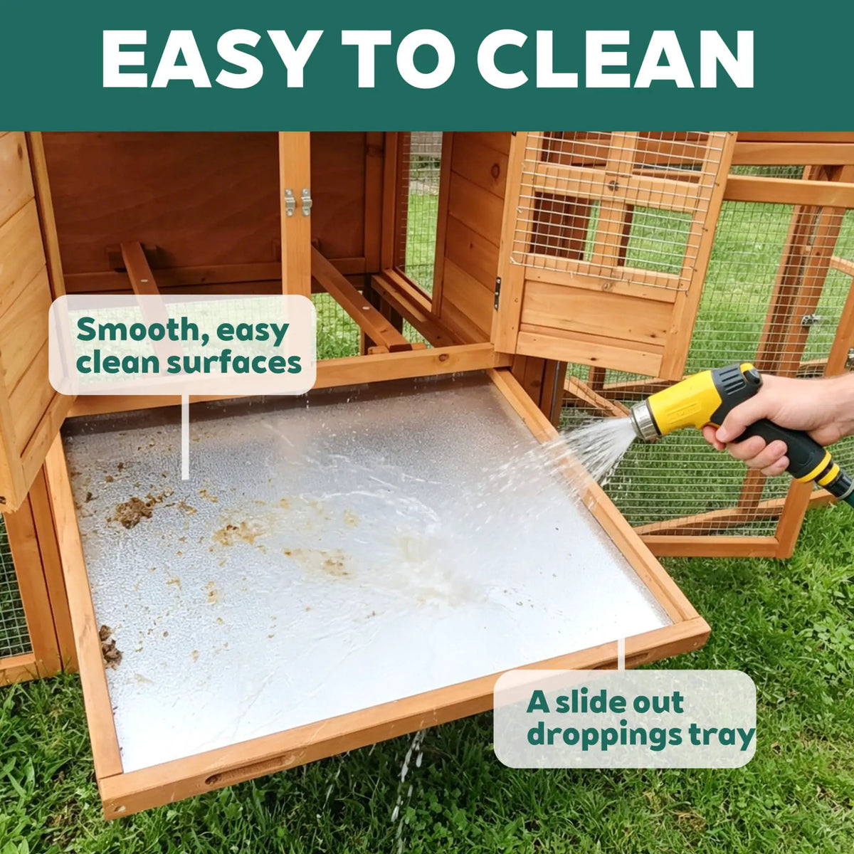 Large Chicken Coop With Run | 122 Inch | Nest Box And Removable Tray | Fits 4 To 6 Hens