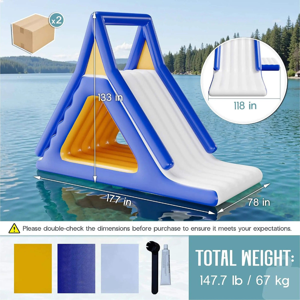 Large 15FT Commercial Inflatable Water Slide With Climbing Handle | 15 ft | Water Park & Slide | Home