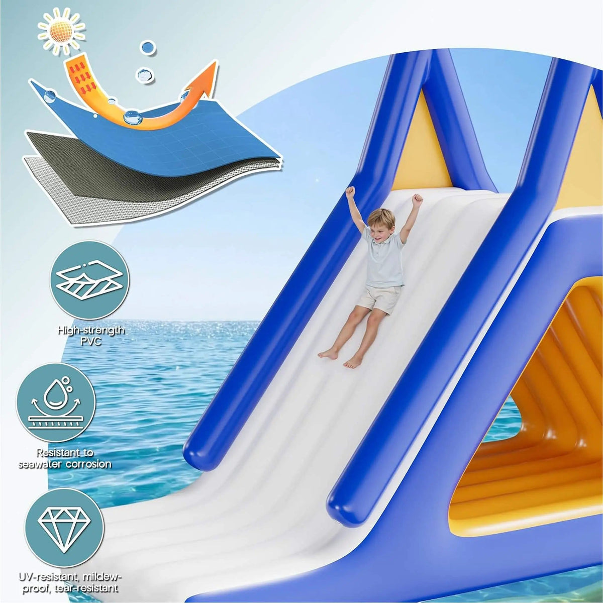Large 15FT Commercial Inflatable Water Slide With Climbing Handle | 15 ft | Water Park & Slide | Home