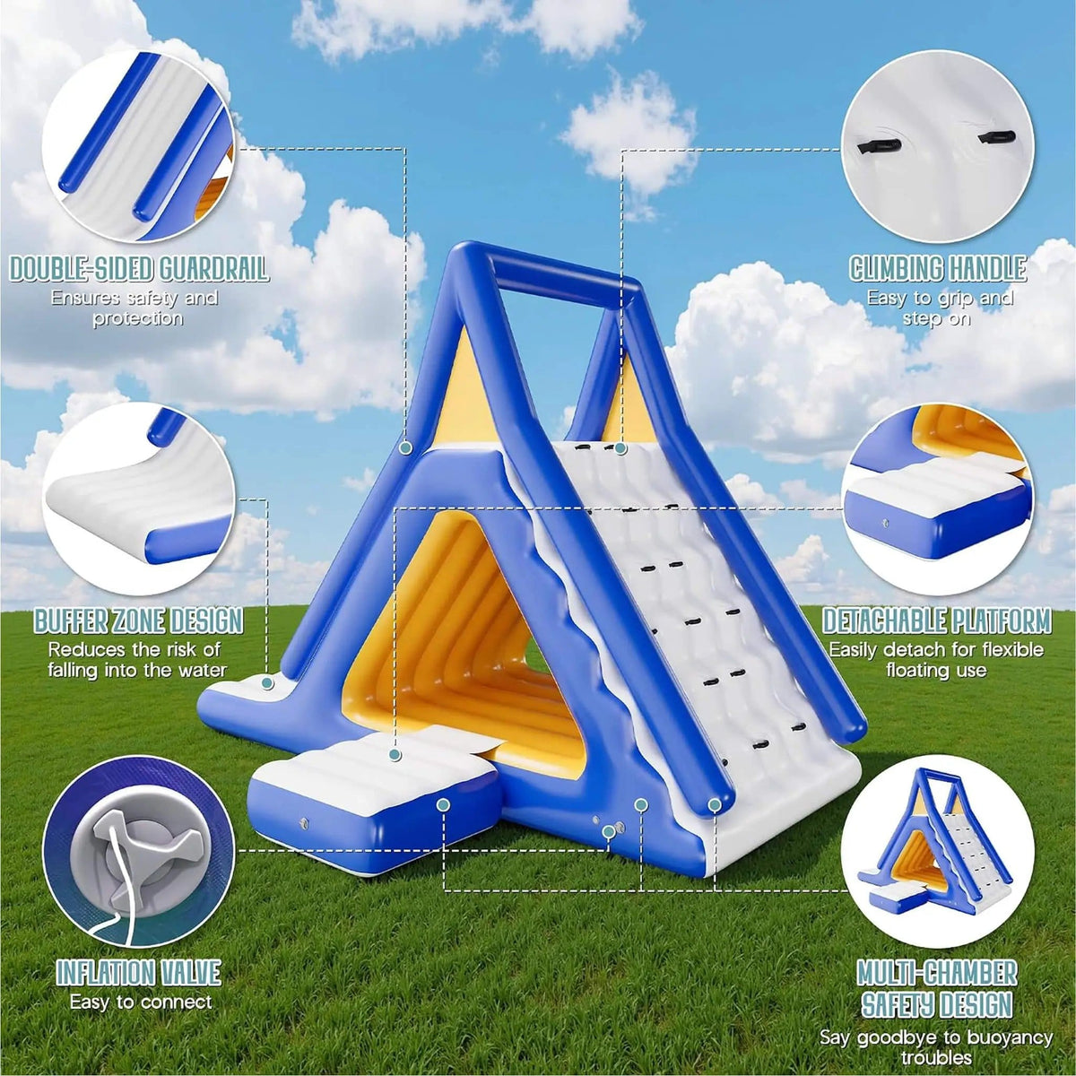 Large 15FT Commercial Inflatable Water Slide With Climbing Handle | 15 ft | Water Park & Slide | Home