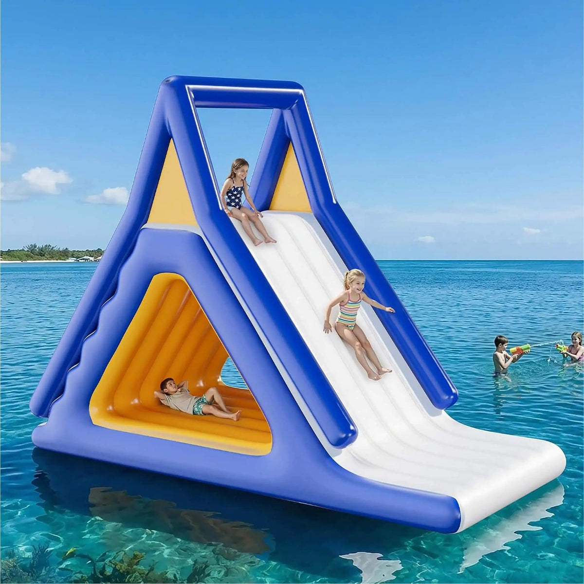 Large 15FT Commercial Inflatable Water Slide With Climbing Handle | 15 ft | Water Park & Slide | Home