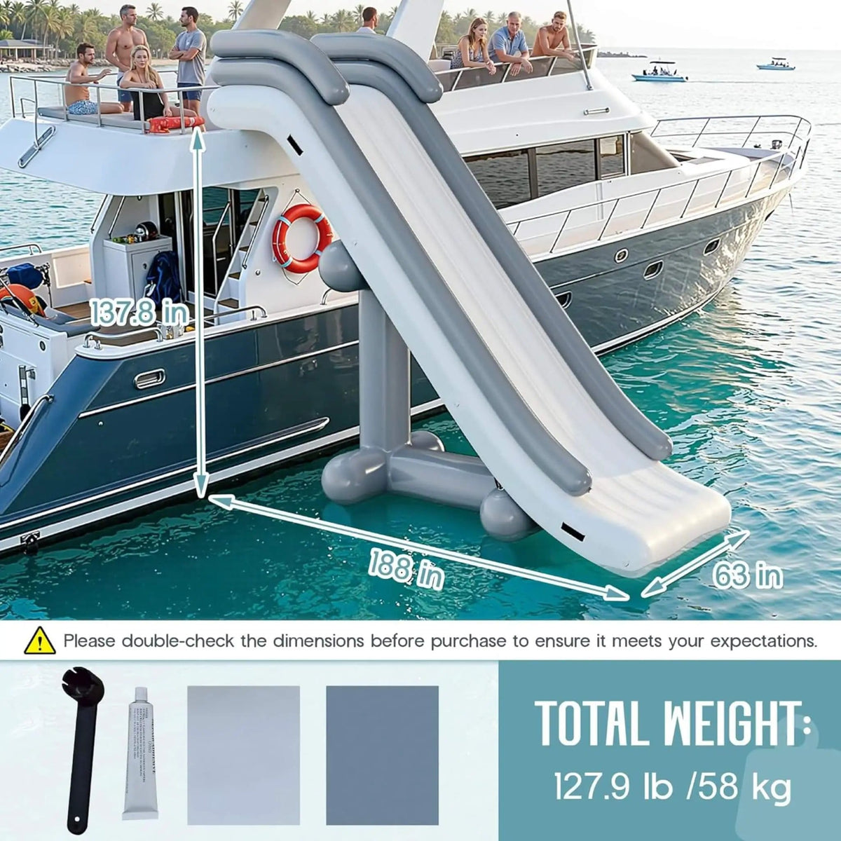 Large 16FT Commercial Inflatable Yacht Water Slide With Pump | 16 ft | Water Park & Slide | Home