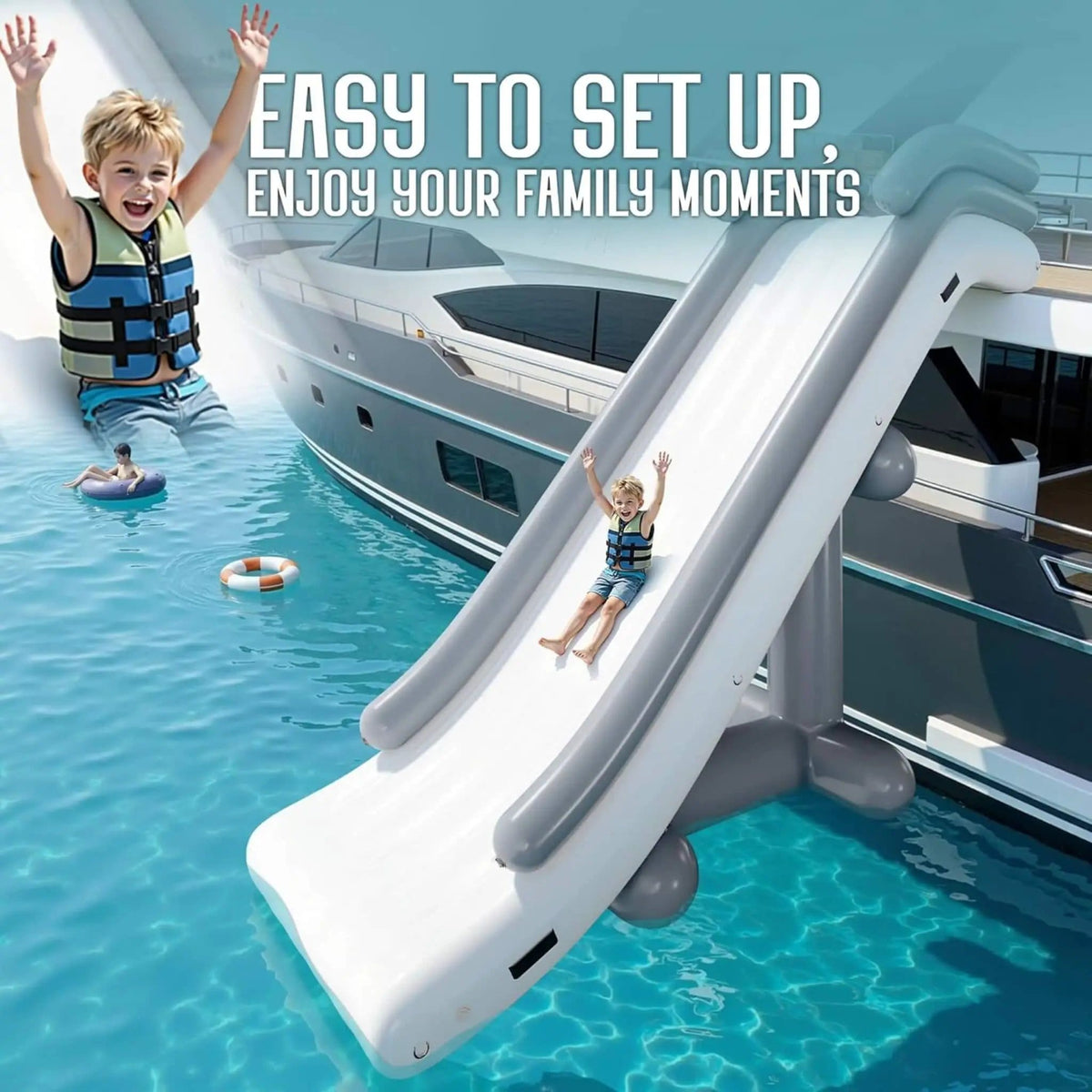 Large 16FT Commercial Inflatable Yacht Water Slide With Pump | 16 ft | Water Park & Slide | Home