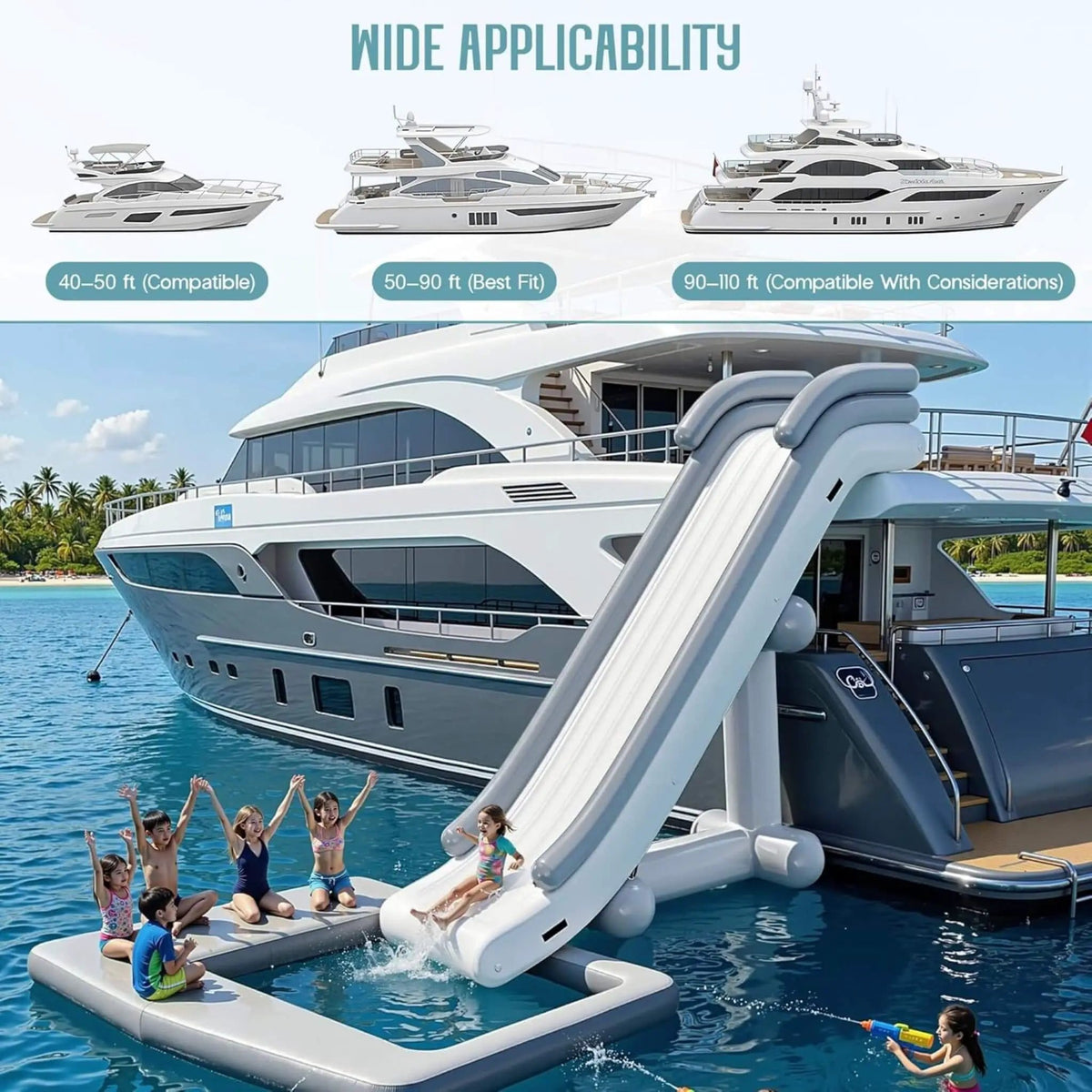 Large 16FT Commercial Inflatable Yacht Water Slide With Pump | 16 ft | Water Park & Slide | Home