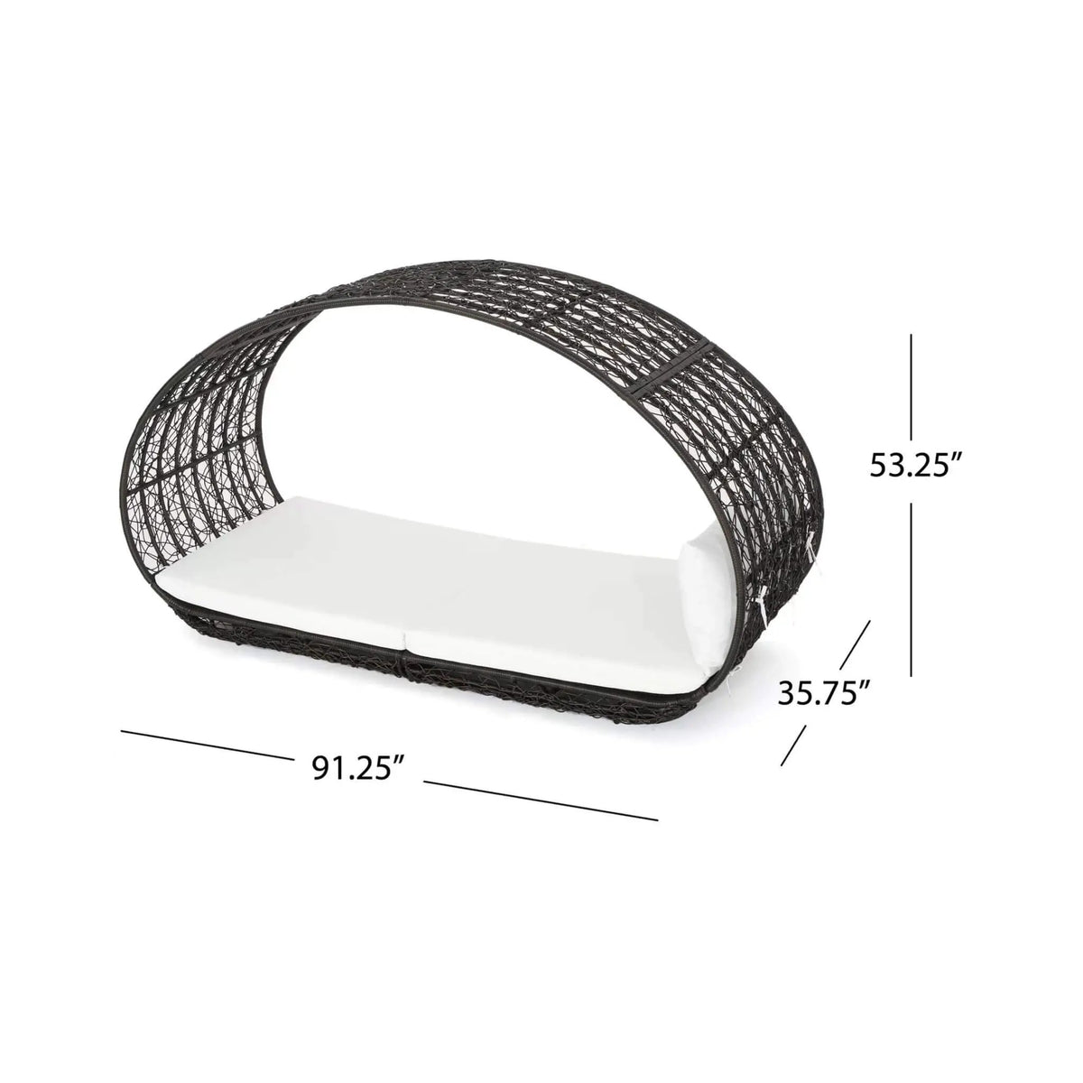 Outdoor Wicker Daybed | Abigal 2-Person Design | Aluminum Frame | Waterproof Cushions