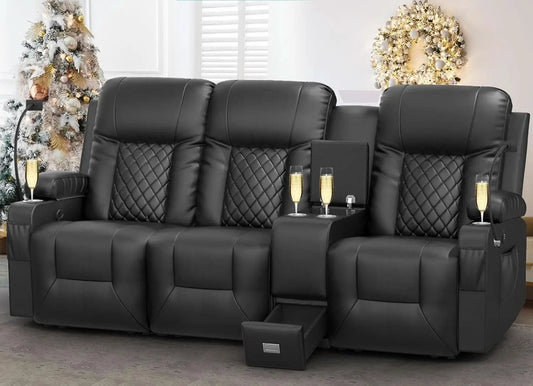 Large 3 Seat Recliner Sofa with USB Ports from PriceLows™