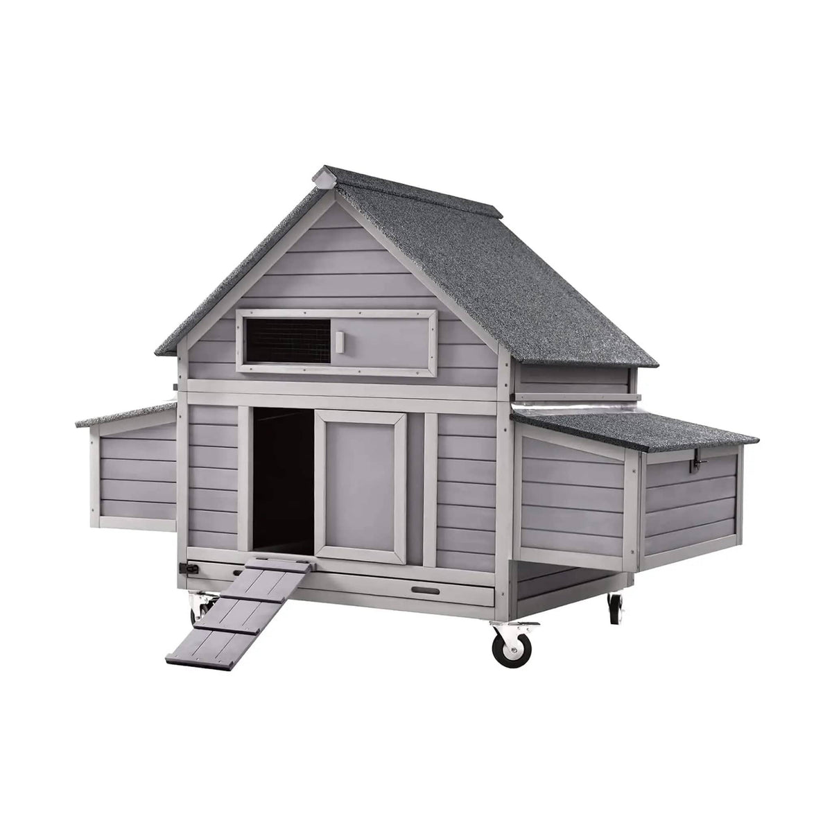 Large 63-Inch Movable Wooden Hen House With Wheels And Nesting Box | 63 Inch | Metal | Chicken Coop
