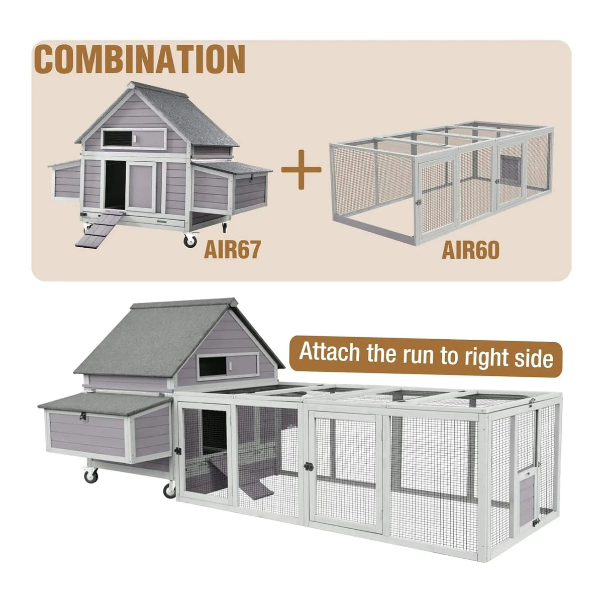 Large 63-Inch Movable Wooden Hen House With Wheels And Nesting Box | 63 Inch | Metal | Chicken Coop