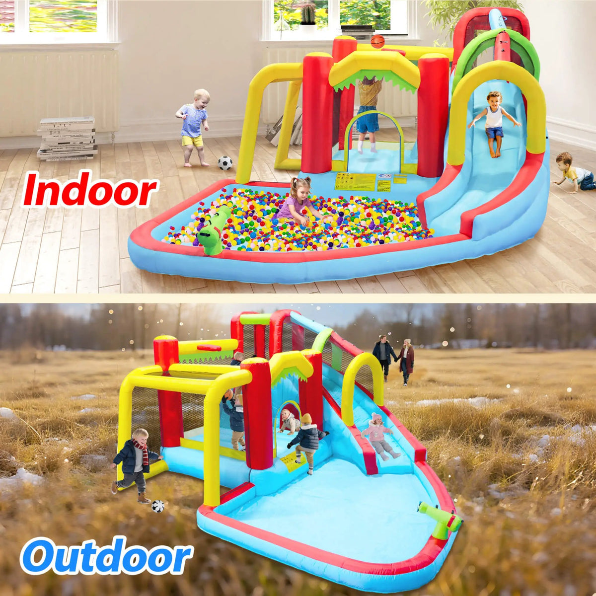 Large 7-In-1 Inflatable Water Slide Bouncer | Pool And Climbing Wall | 450-Watt Blower | Quick Setup