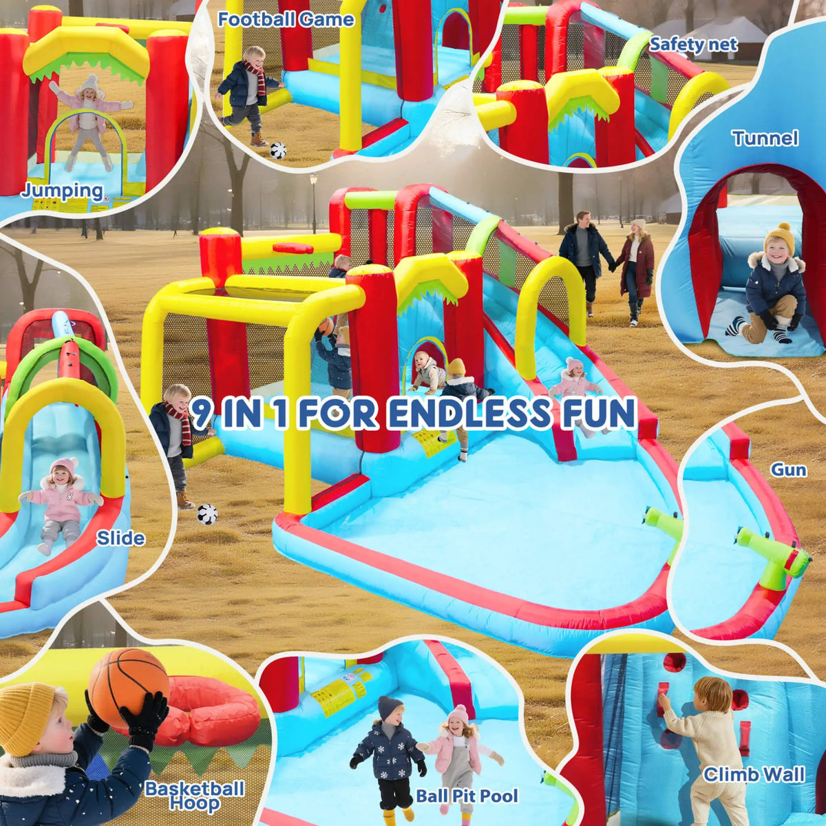 Large 7-In-1 Inflatable Water Slide Bouncer | Pool And Climbing Wall | 450-Watt Blower | Quick Setup
