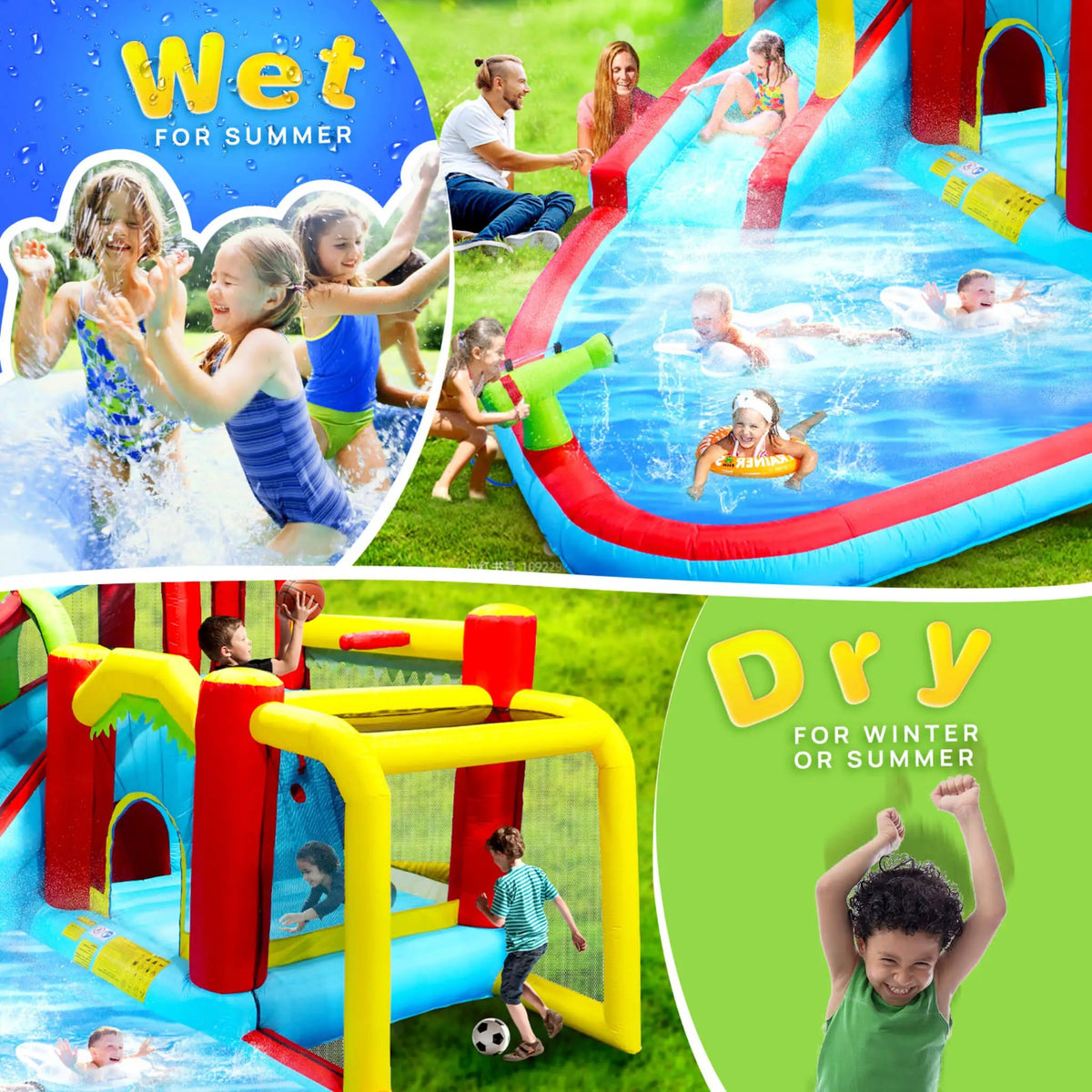 Large 7-In-1 Inflatable Water Slide Bouncer | Pool And Climbing Wall | 450-Watt Blower | Quick Setup