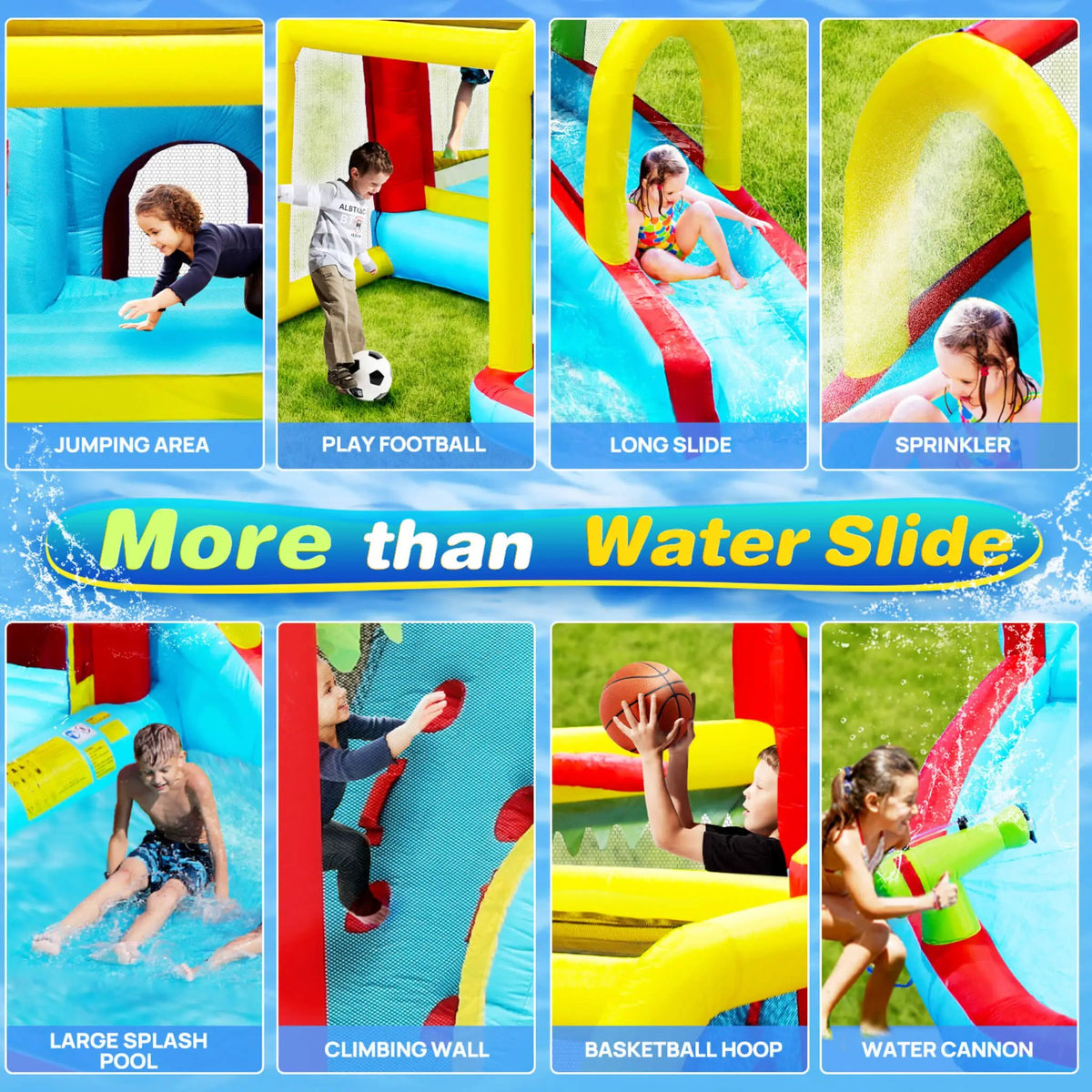 Large 7-In-1 Inflatable Water Slide Bouncer | Pool And Climbing Wall | 450-Watt Blower | Quick Setup