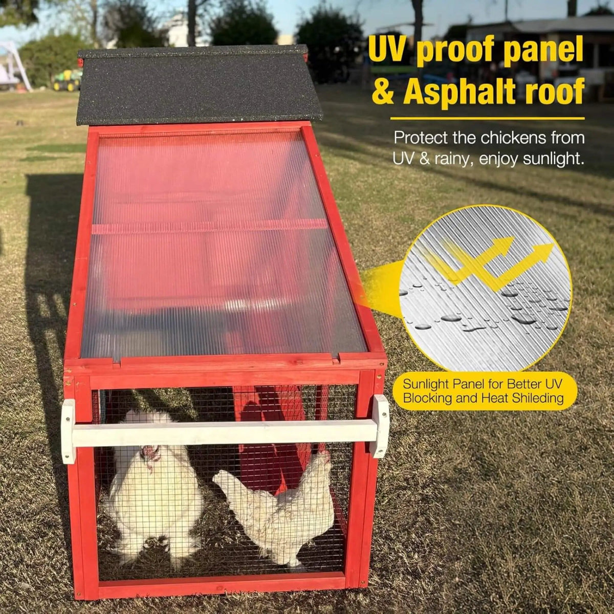 Large 73-Inch Portable Chicken Coop With Wheels And Nesting Box | 73 Inch | Wood | Home