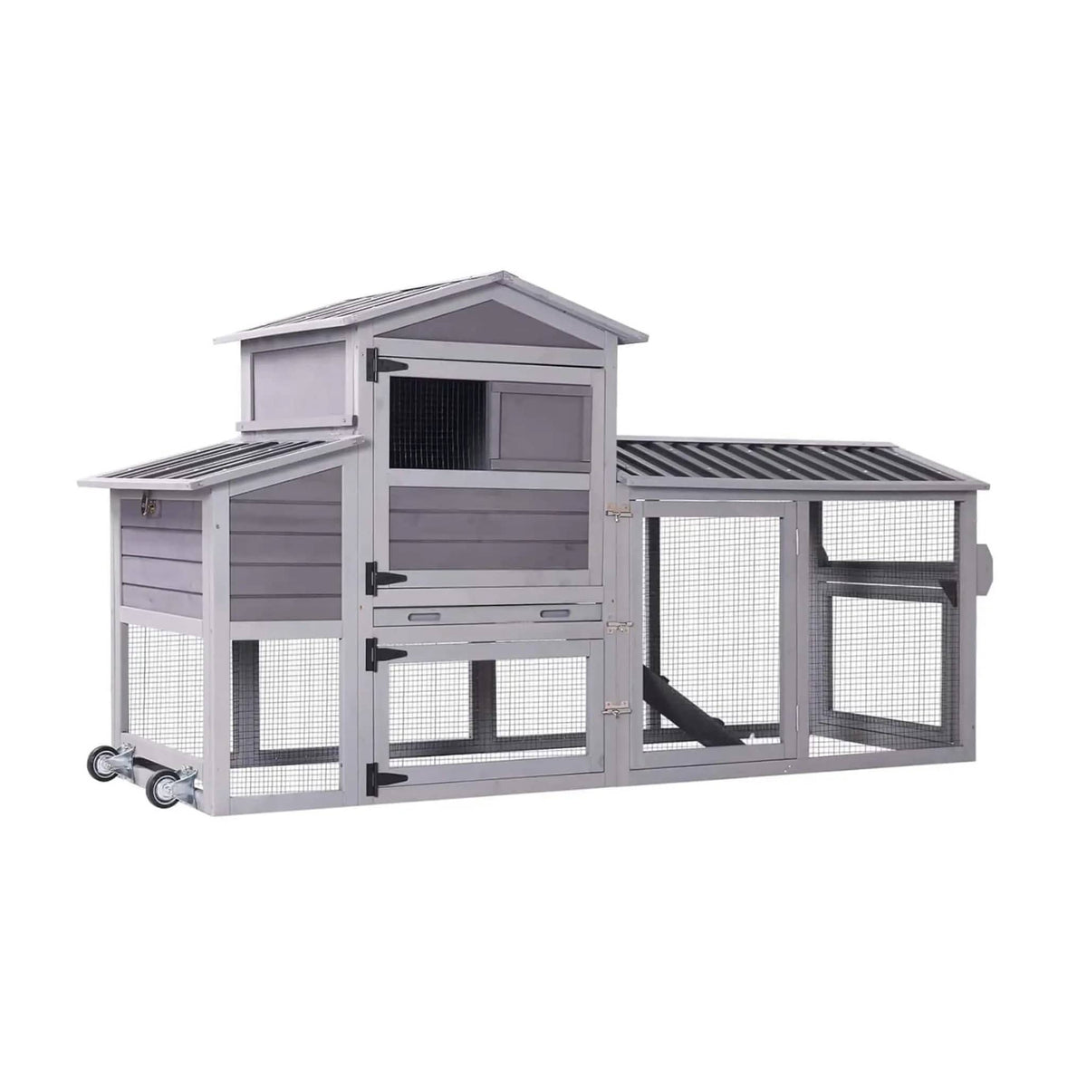 Large 83-Inch Mobile Chicken Coop With Wheels And Nesting Box | 83 Inch | Home Use | Home