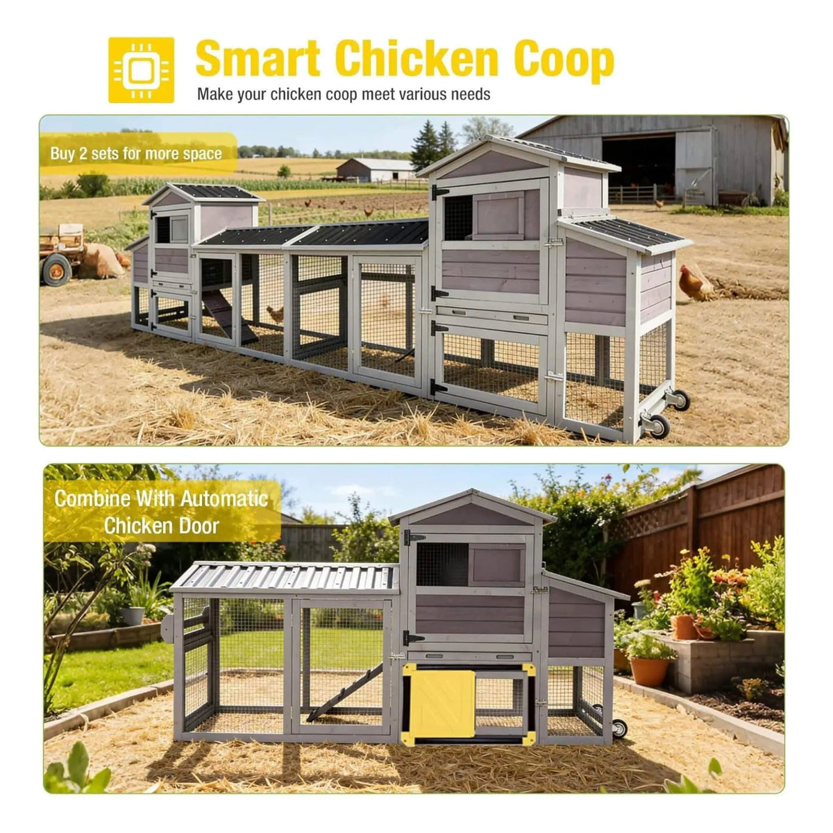 Large 83-Inch Mobile Chicken Coop With Wheels And Nesting Box | 83 Inch | Home Use | Home