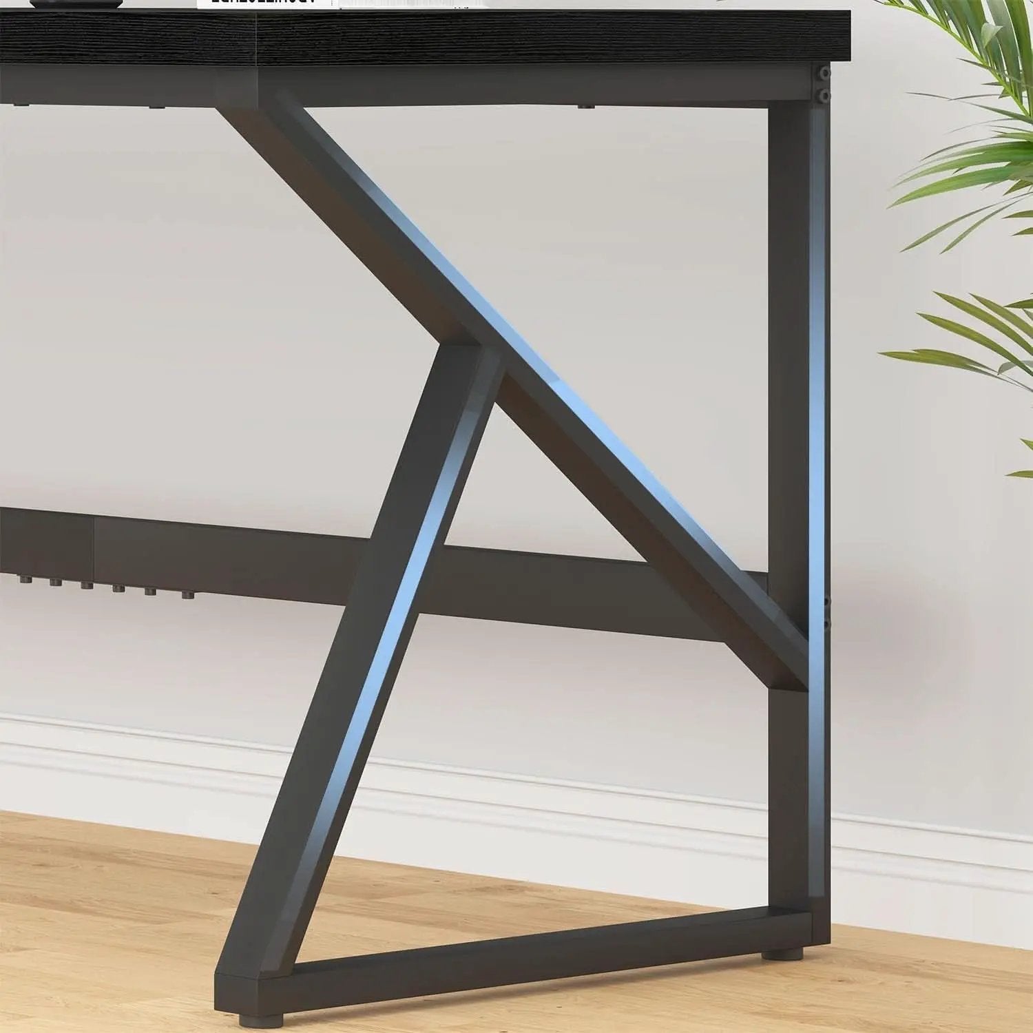 Large Black Desk for Two Monitors and Workstations from PriceLows™
