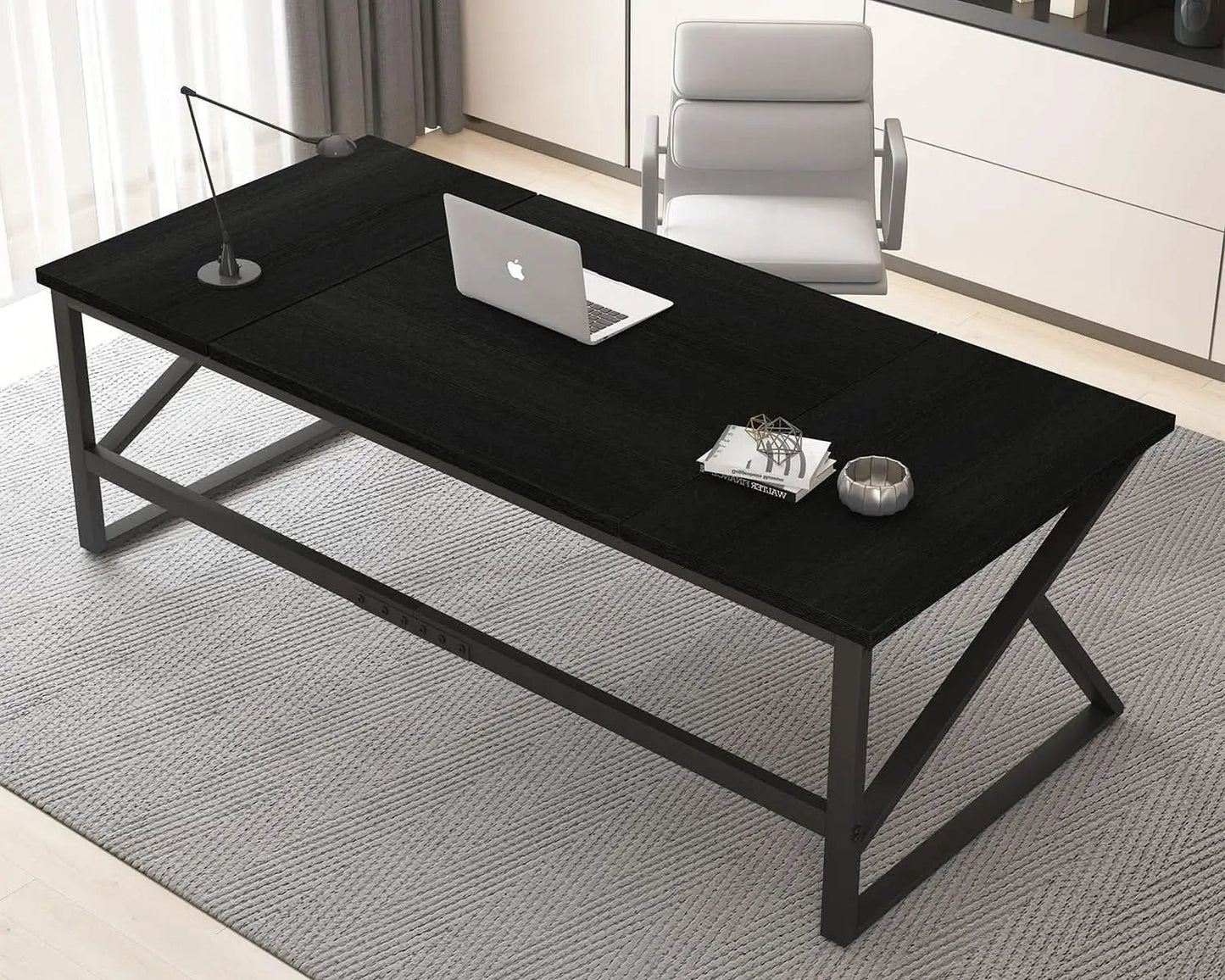 Large Black Desk for Two Monitors and Workstations from PriceLows™