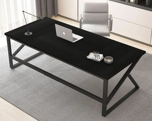 Large Black Desk for Two Monitors and Workstations from PriceLows™