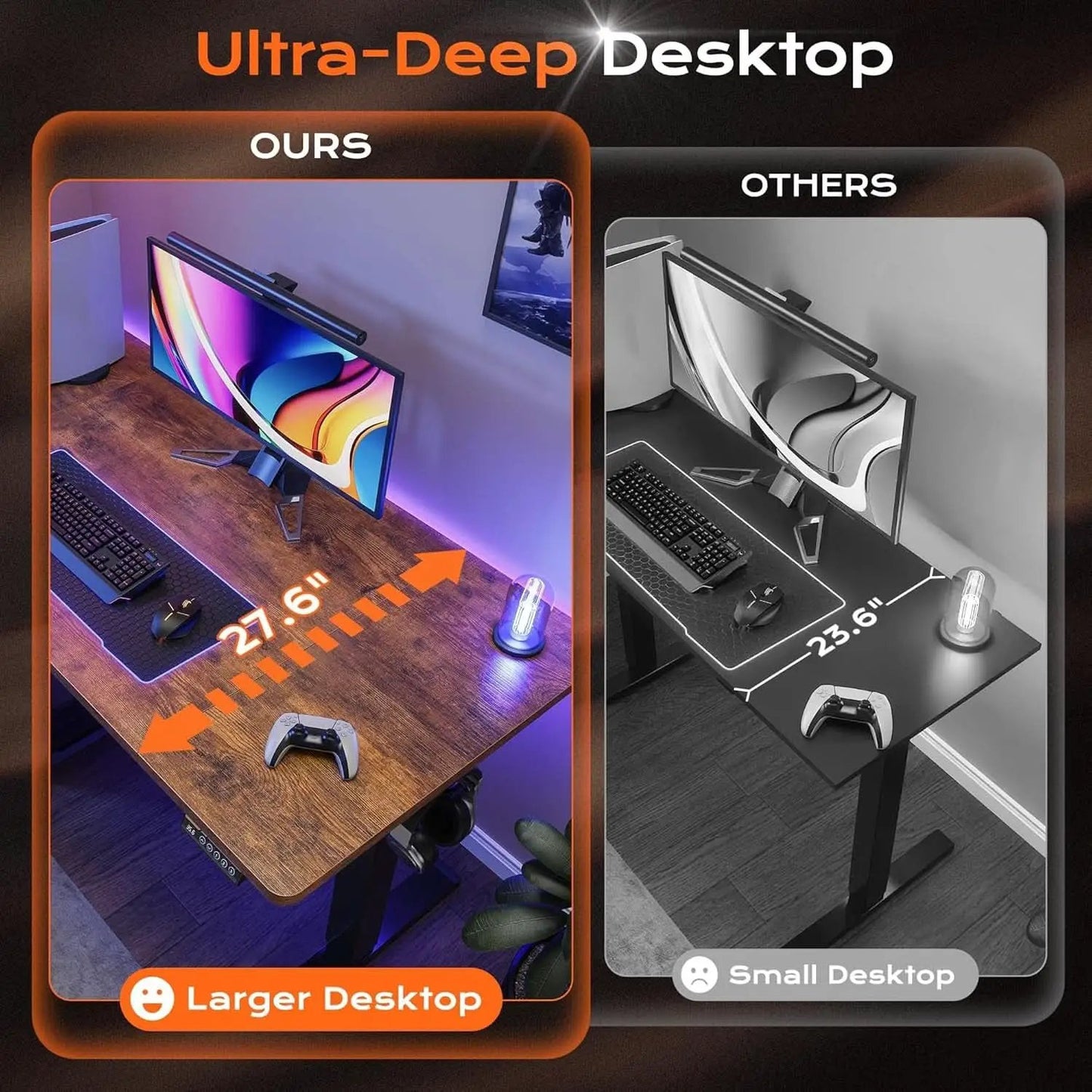 Large Electric Standing Desk Adjustable Height with Hooks from PriceLows™