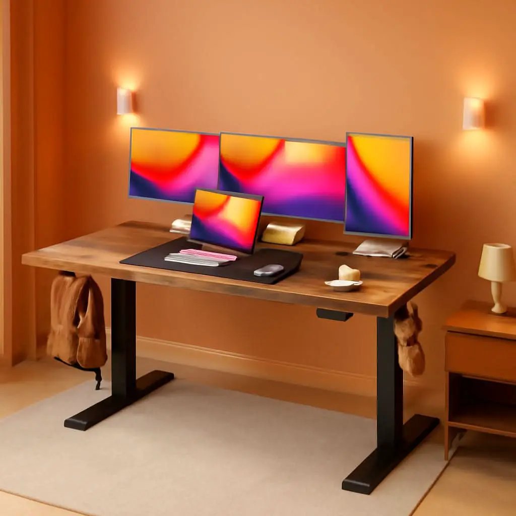 Large Electric Standing Desk Adjustable Height with Hooks from PriceLows™