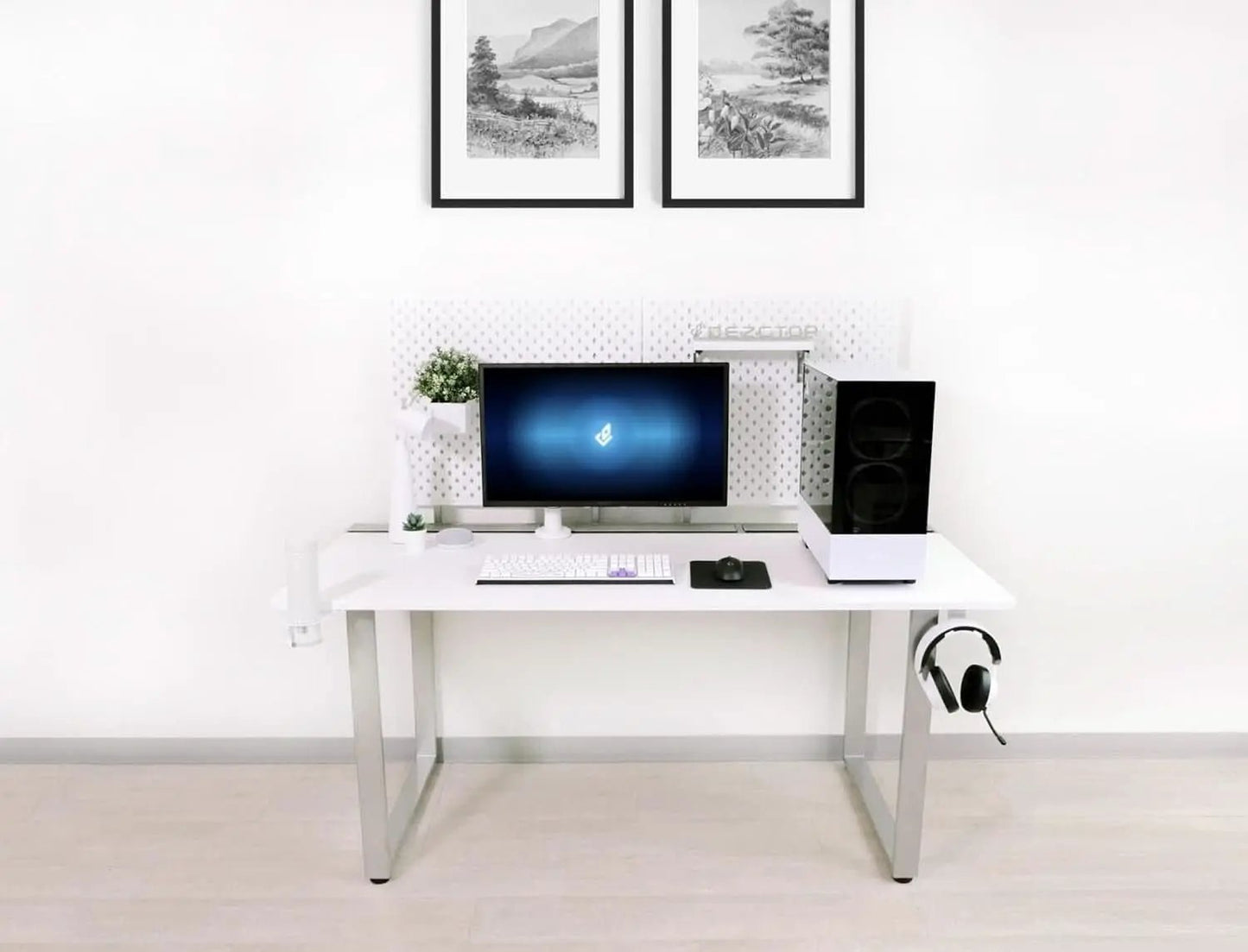Large Gaming Desk with Pegboard and Cable Management from PriceLows™