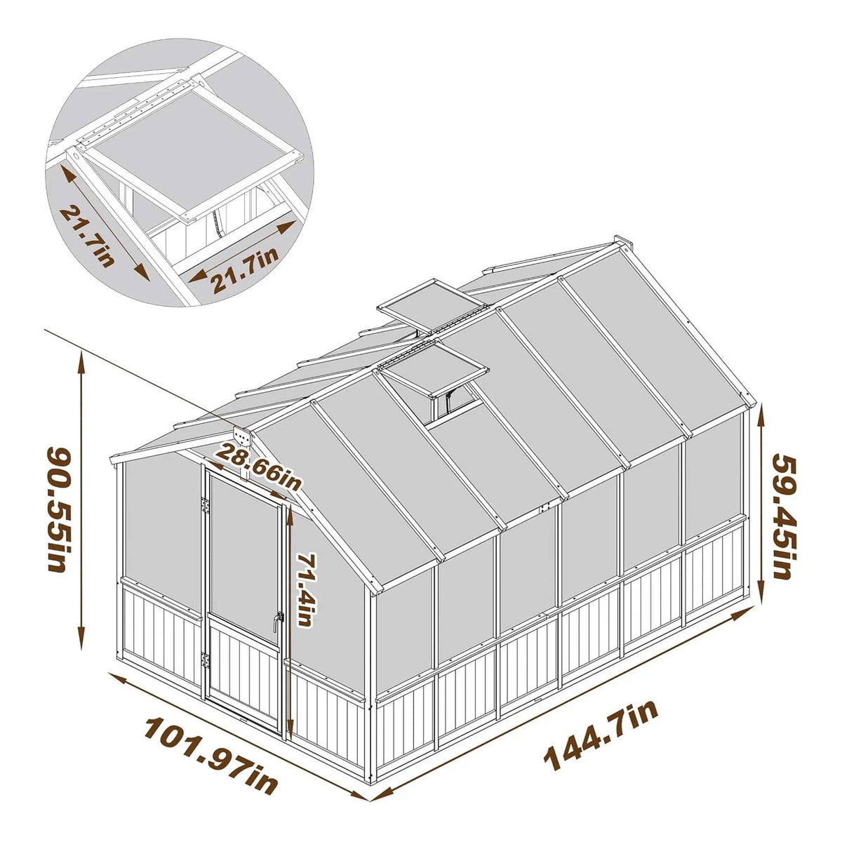 Large Heavy Duty Outdoor Wooden Greenhouse With 6MM Polycarbonate Panels And Vent | Outdoor Living Use | Everyday Use | Outdoor Living
