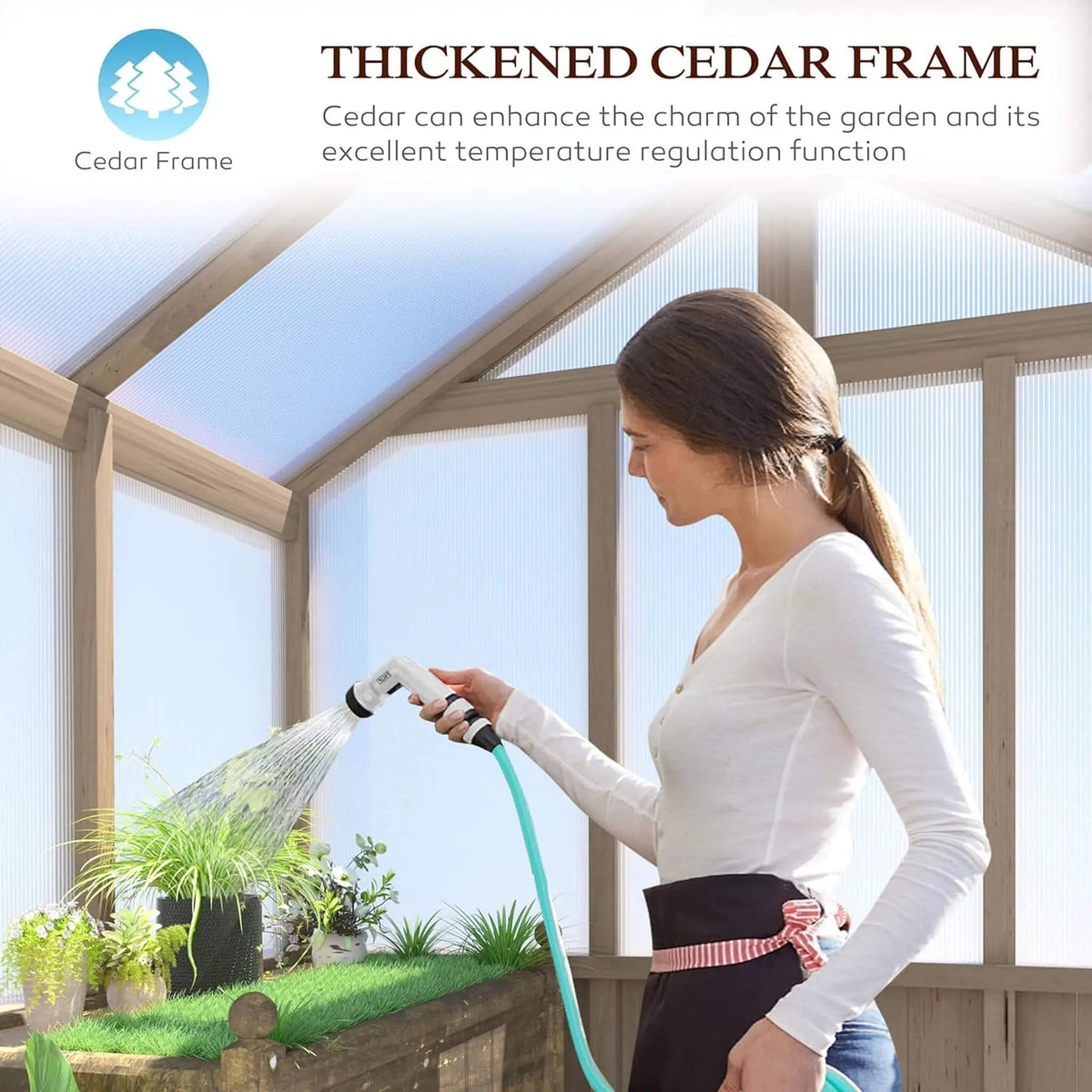 Large Heavy Duty Outdoor Wooden Greenhouse With 6MM Polycarbonate Panels And Vent | Outdoor Living Use | Everyday Use | Outdoor Living