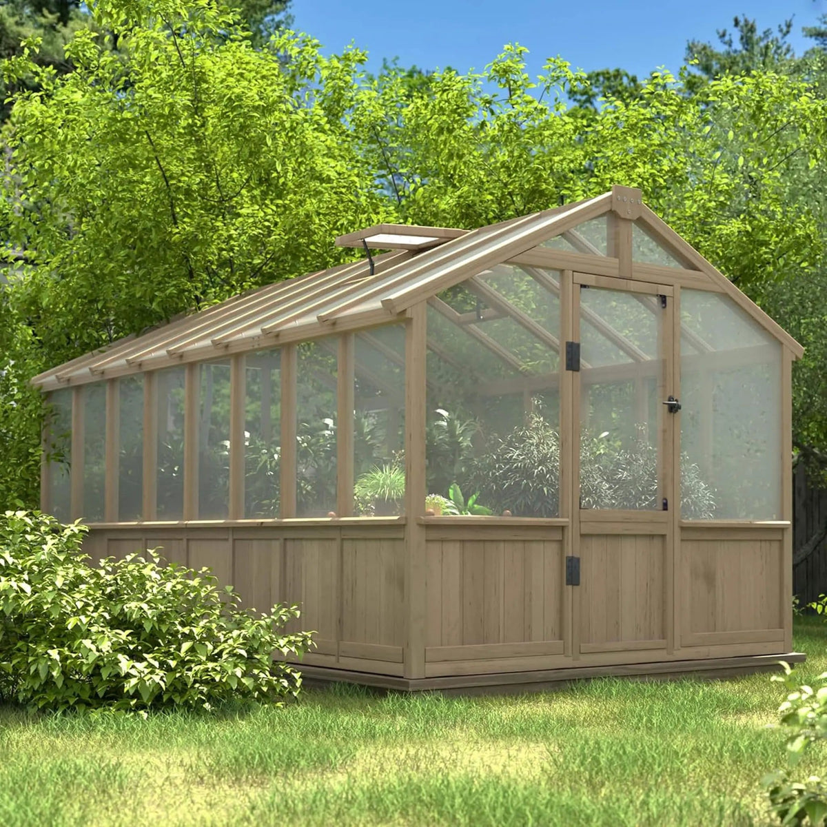 Large Heavy Duty Outdoor Wooden Greenhouse With 6MM Polycarbonate Panels And Vent | Outdoor Living Use | Everyday Use | Outdoor Living