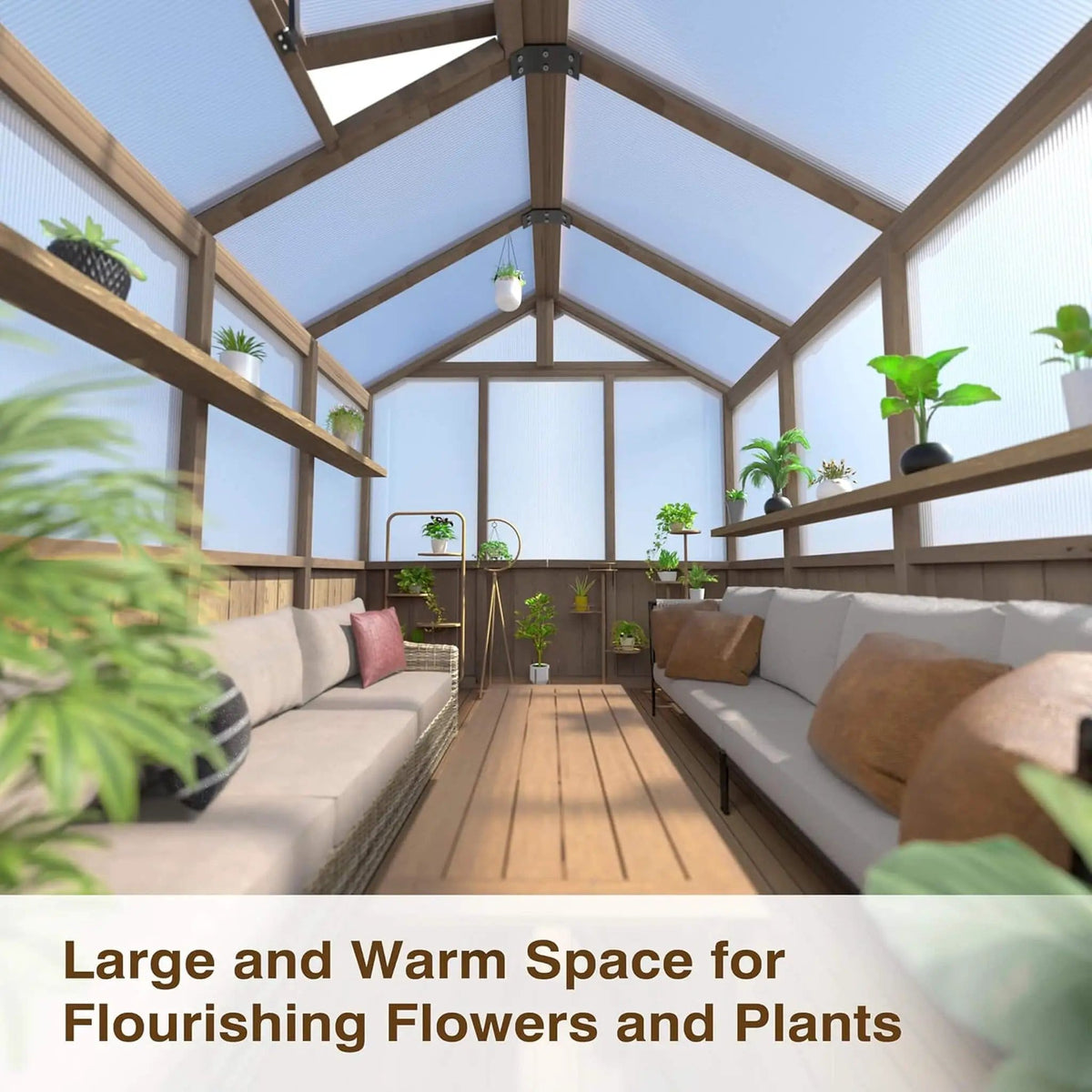 Large Heavy Duty Outdoor Wooden Greenhouse With 6MM Polycarbonate Panels And Vent | Outdoor Living Use | Everyday Use | Outdoor Living