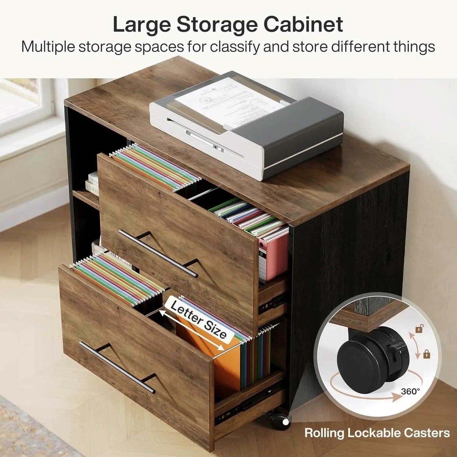 Large L Shaped Executive Desk with Mobile File Cabinet from PriceLows™