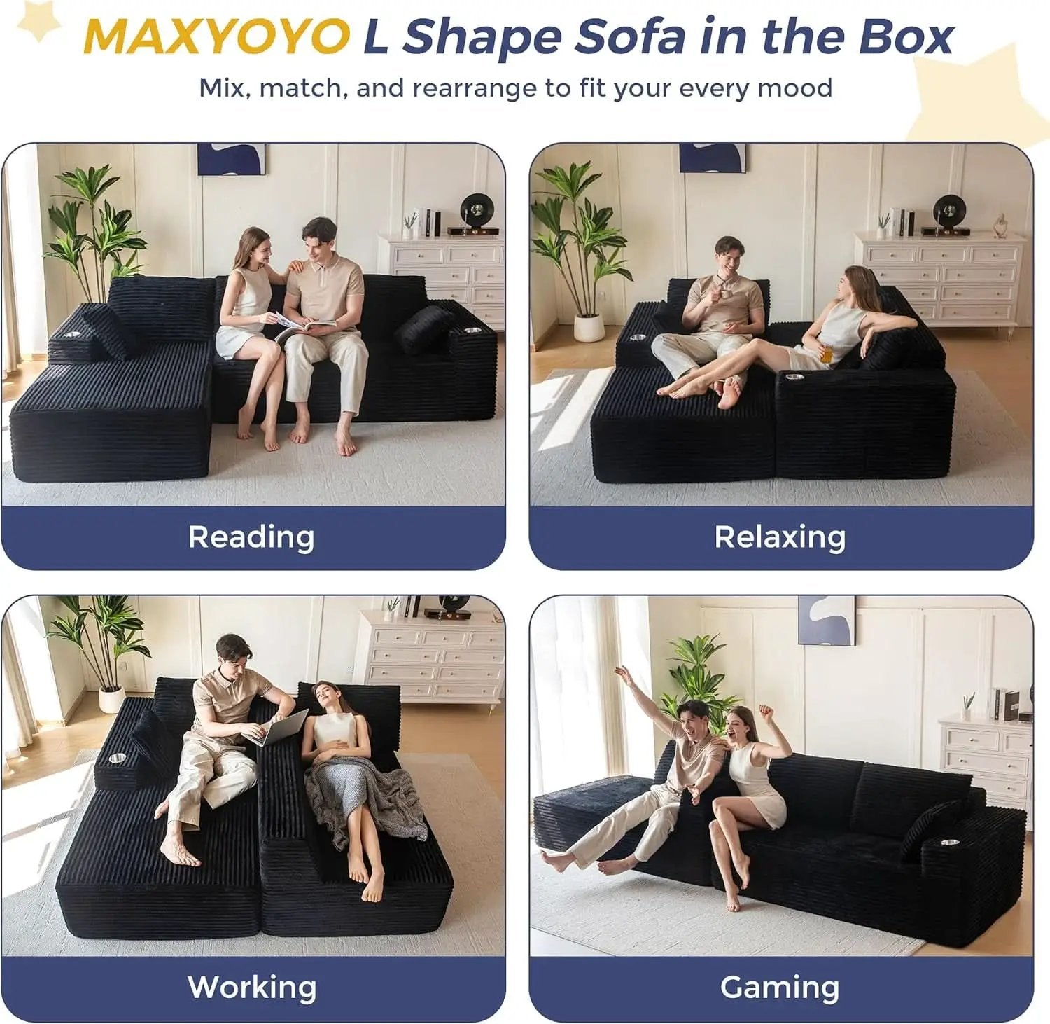 Large Modular Sectional Couch with L-Shape Chaise from PriceLows™
