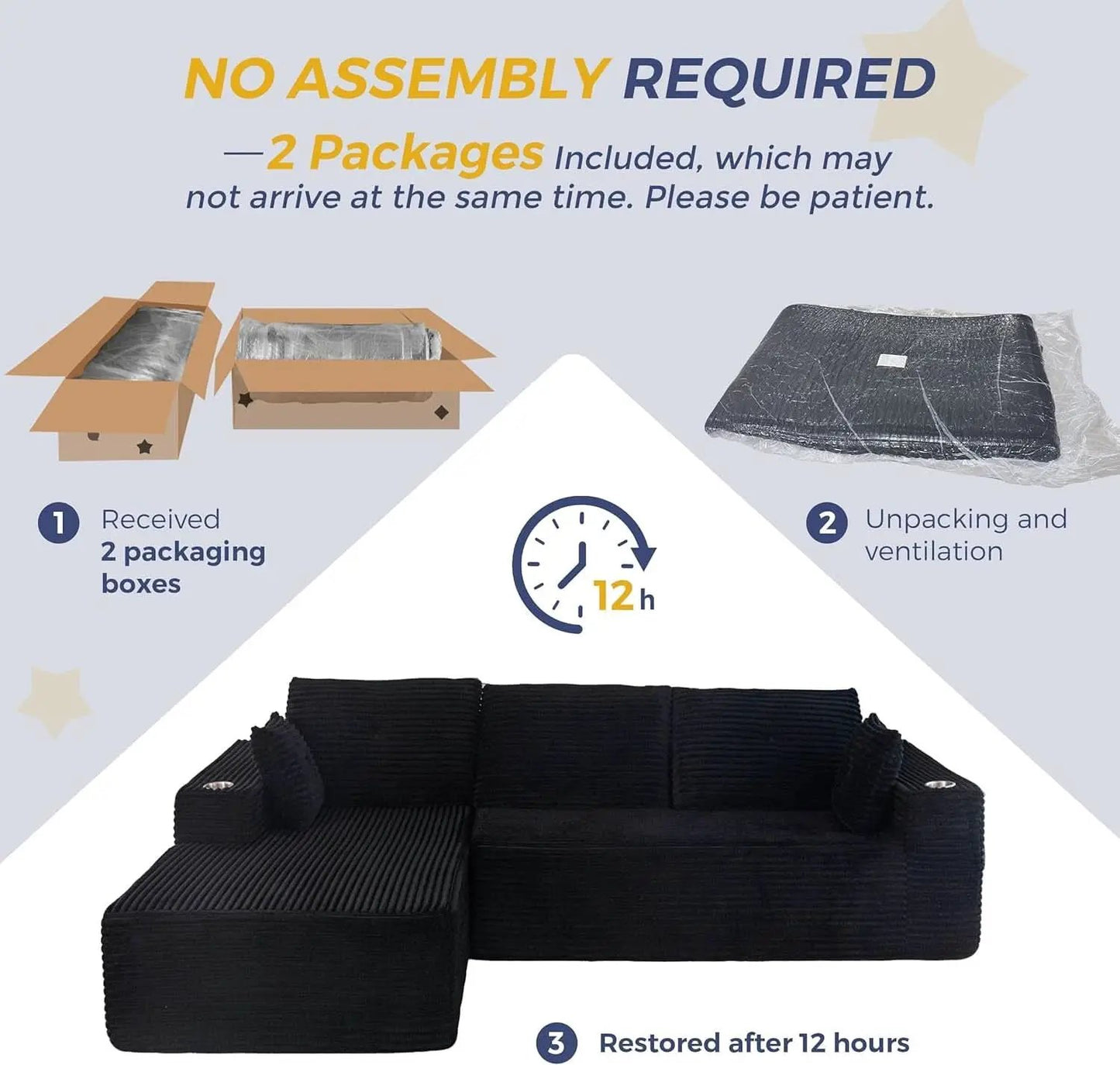 Large Modular Sectional Couch with L-Shape Chaise from PriceLows™