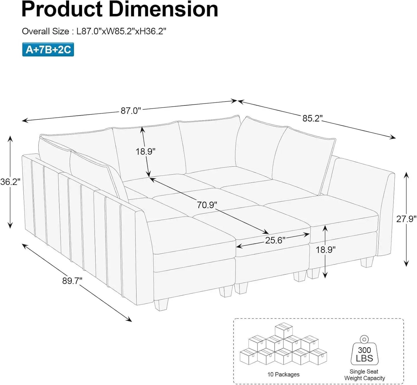 Large Modular Sectional Sofa Bed with Storage Comfort from PriceLows™