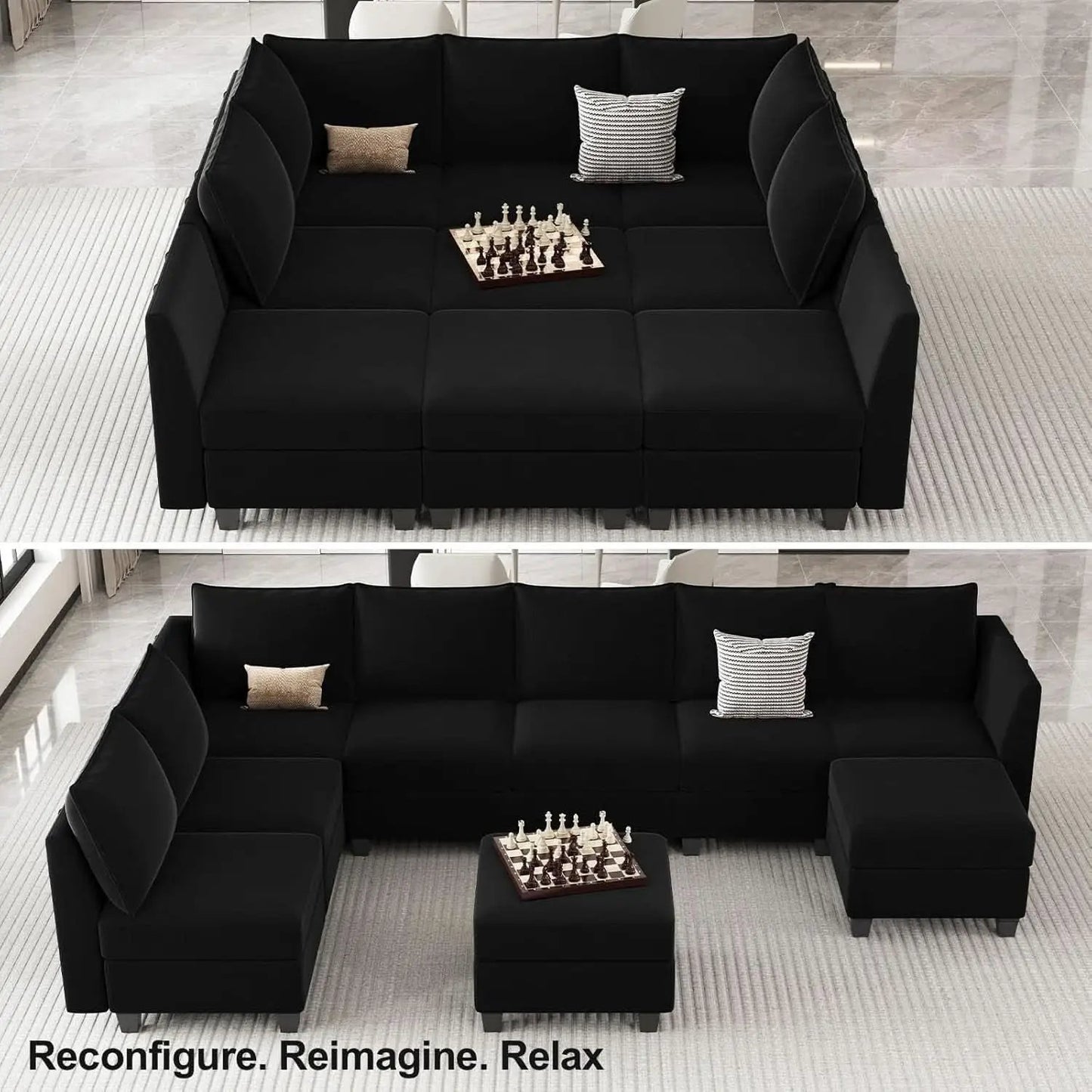Large Modular Sectional Sofa Bed with Storage Comfort from PriceLows™