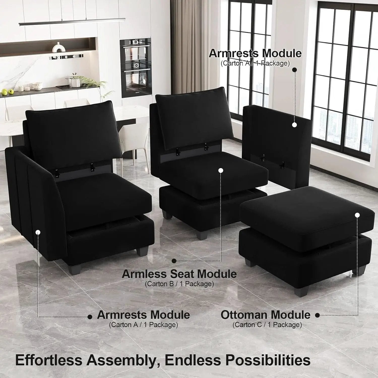 Large Modular Sectional Sofa Bed with Storage Comfort from PriceLows™