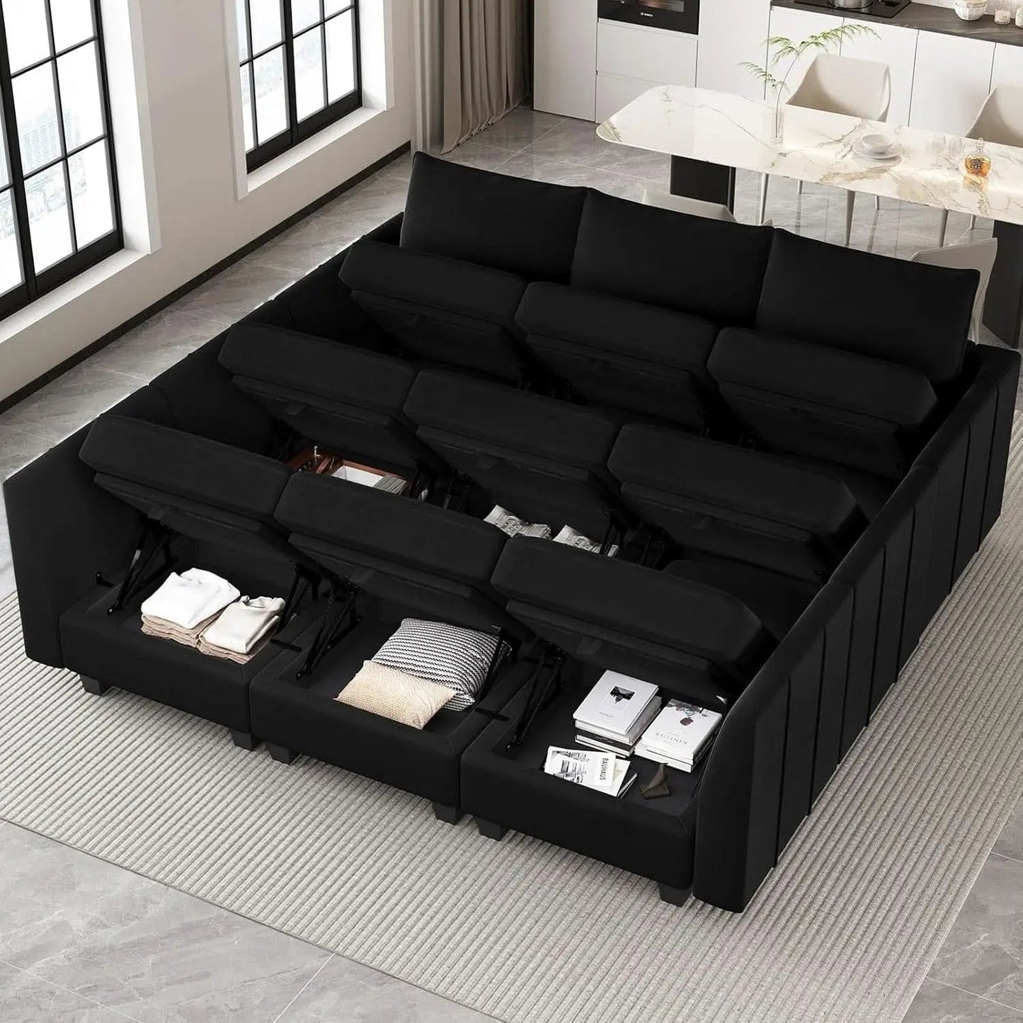 Large Modular Sectional Sofa Bed with Storage Comfort from PriceLows™