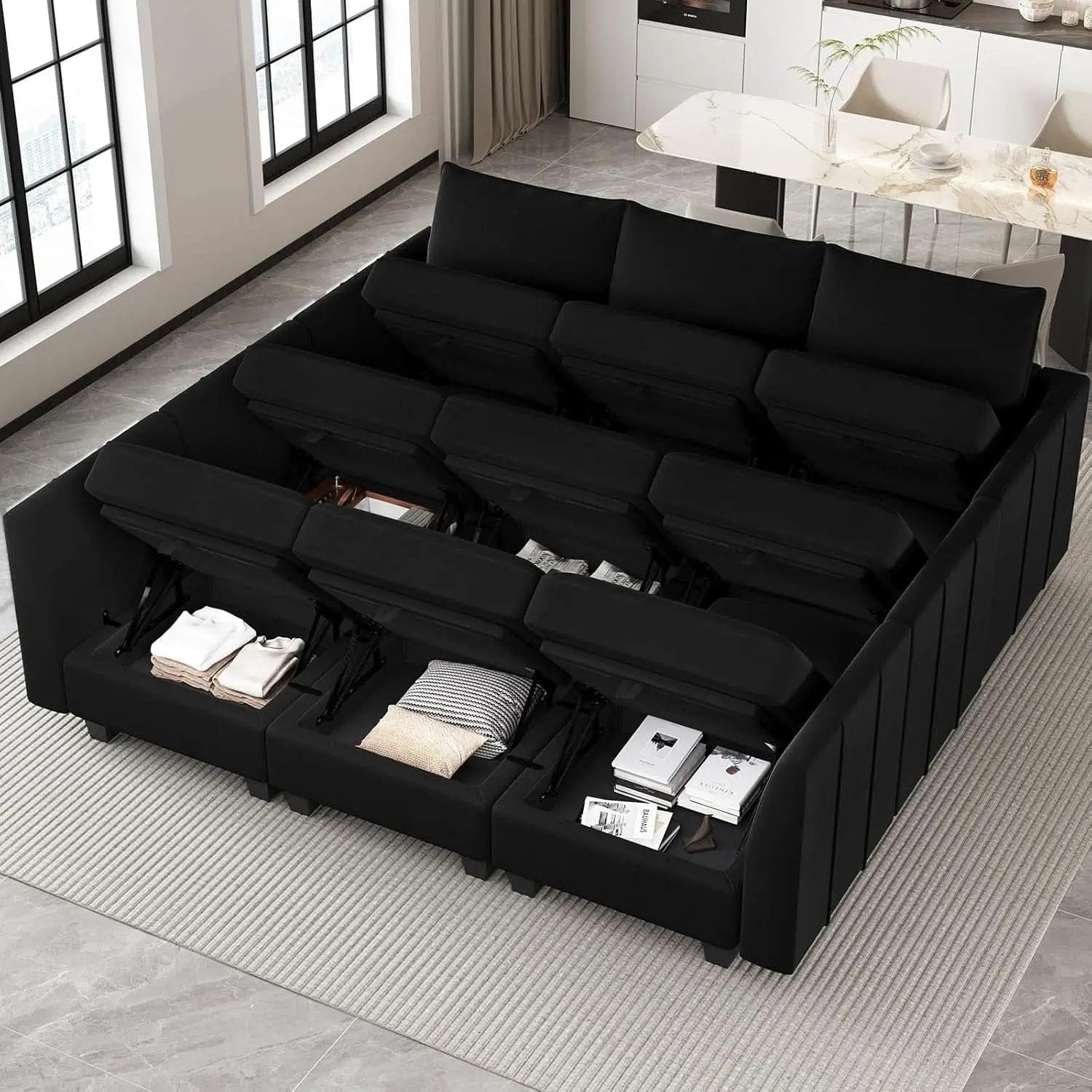 Large Modular Sectional Sofa Bed with Storage Comfort from PriceLows™