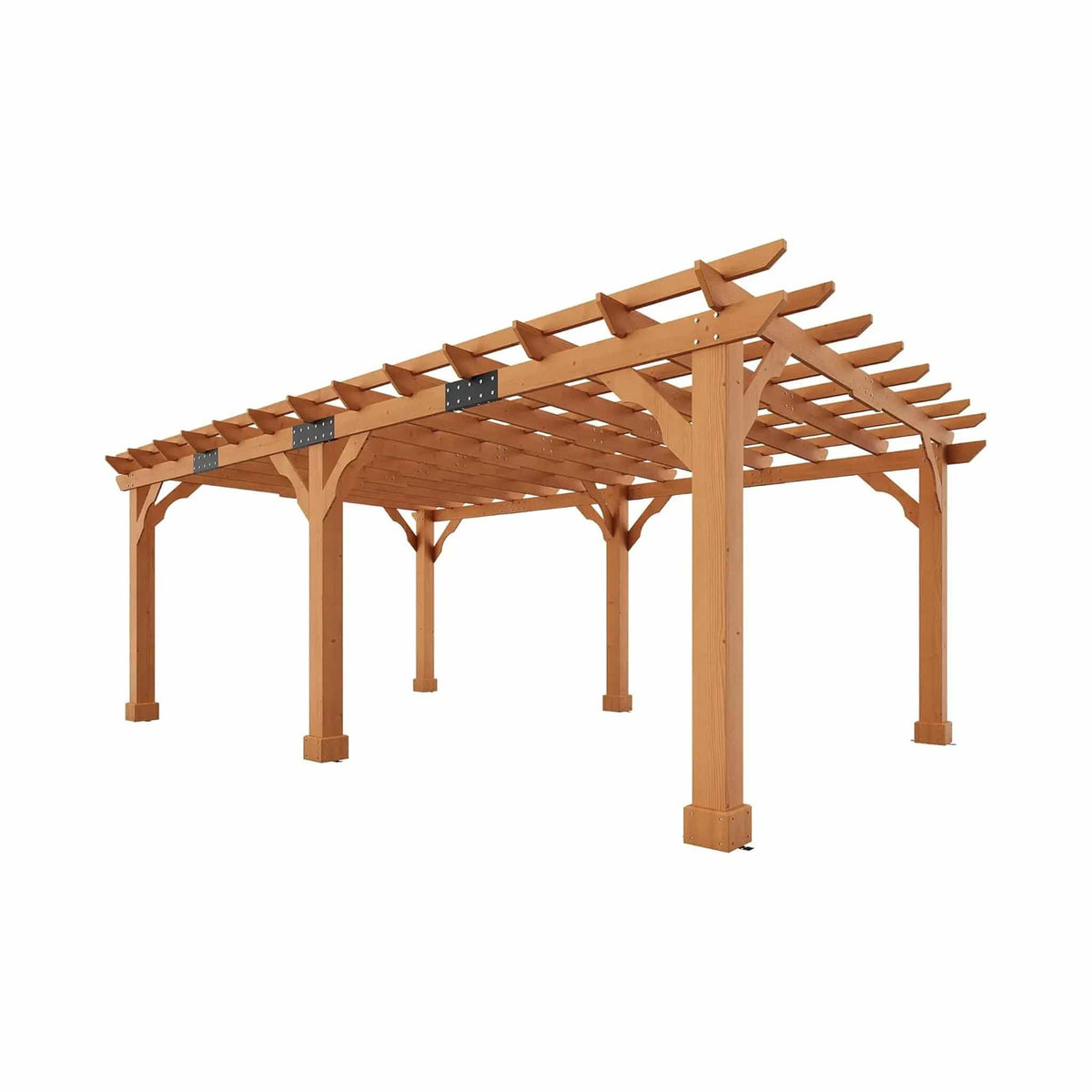 Large Outdoor Cedar Wood Pergola Kit With Slatted Roof | Metal | Outdoor Living Use | Outdoor Living