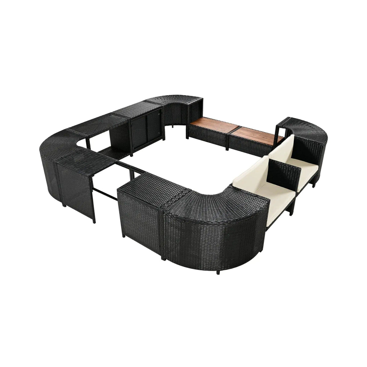 Large Outdoor Quadrilateral Spa Surround Rattan Sectional Sofa Set With Storage | Rattan | Outdoor Furniture Set | Living Room
