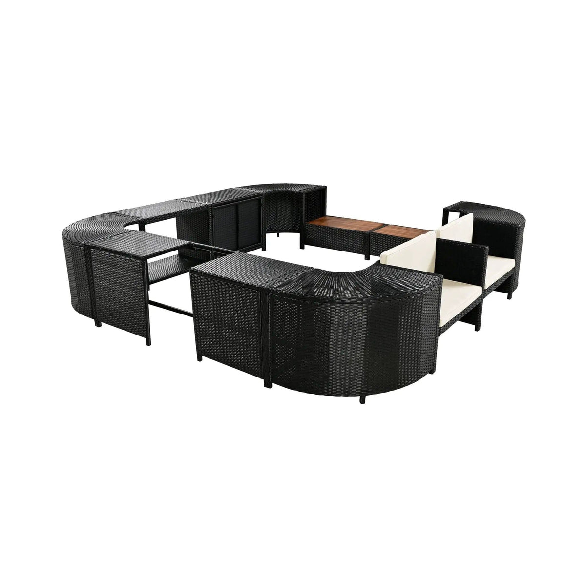 Large Outdoor Quadrilateral Spa Surround Rattan Sectional Sofa Set With Storage | Rattan | Outdoor Furniture Set | Living Room