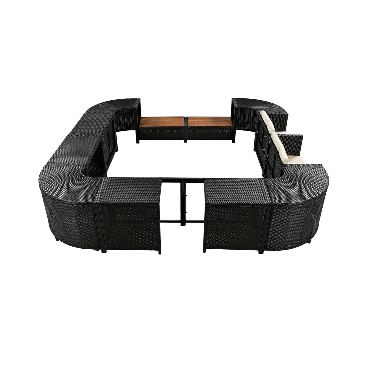 Large Outdoor Quadrilateral Spa Surround Rattan Sectional Sofa Set With Storage | Rattan | Outdoor Furniture Set | Living Room